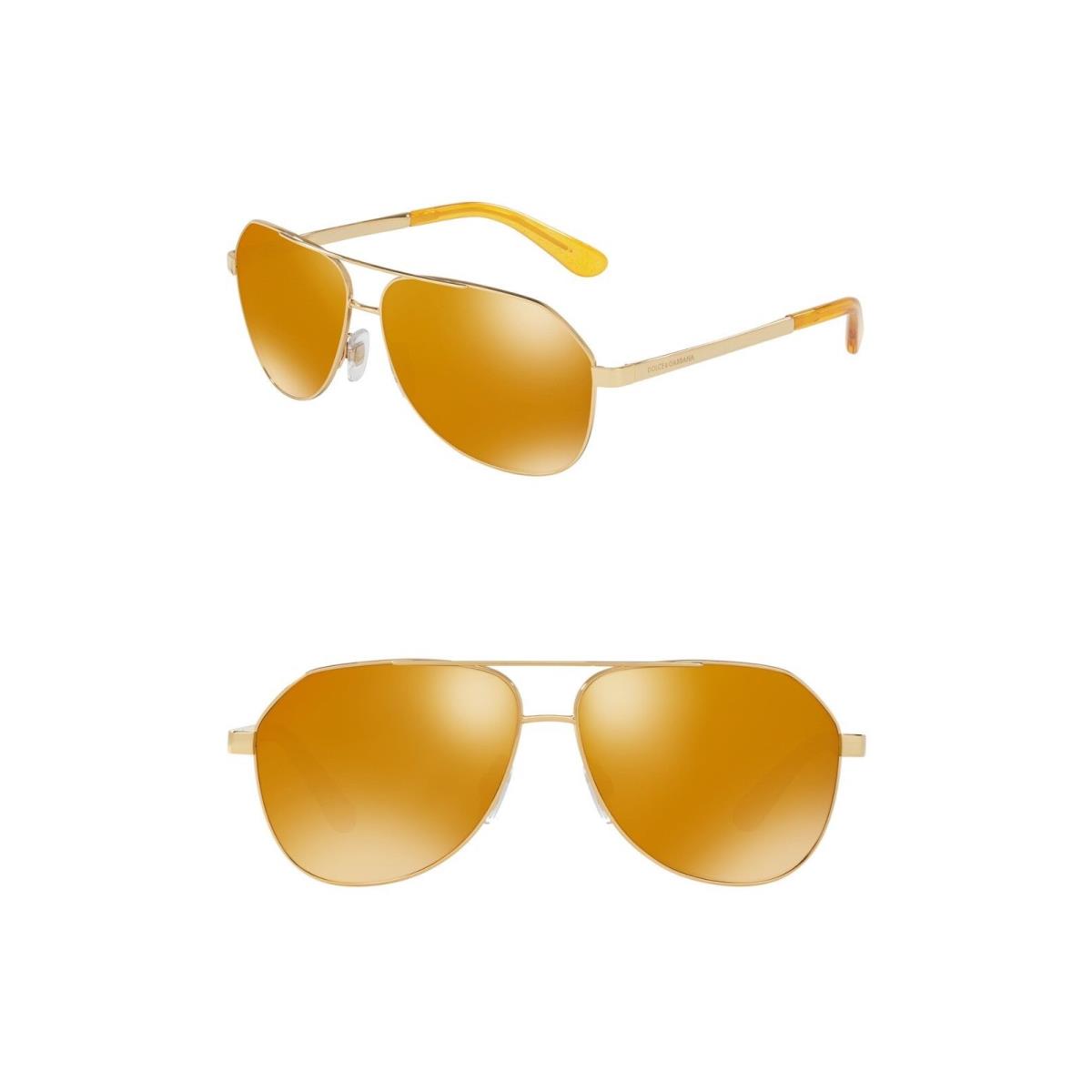 Dolce Gabbana DG2144 Iridium Gold Frame Mirrored Lens Sunglasses 61 12 135