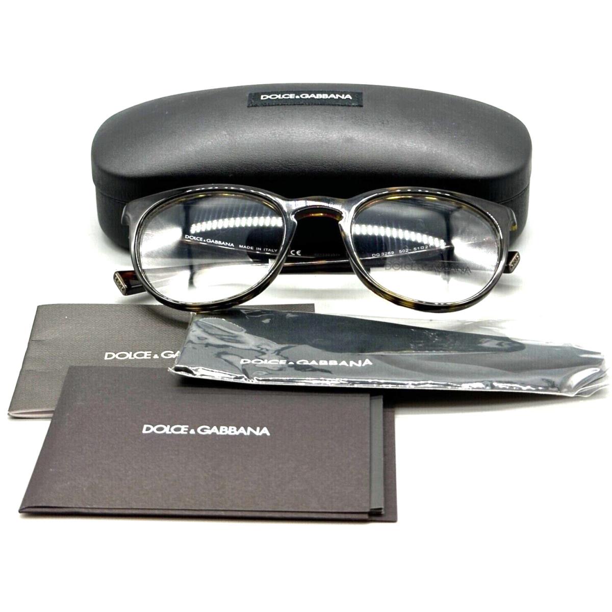 Dolce Gabbana DG 3269 502 Havana Round Frames Eyeglasses 49-21