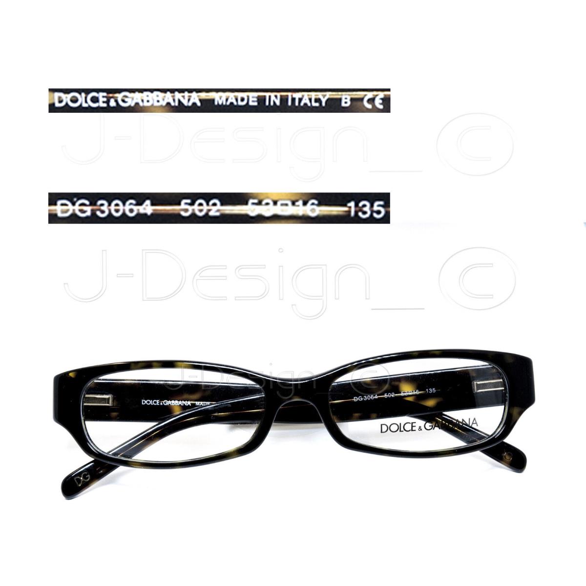 Dolce Gabbana D G DG 3064 502 Eyeglasses Made in Italy