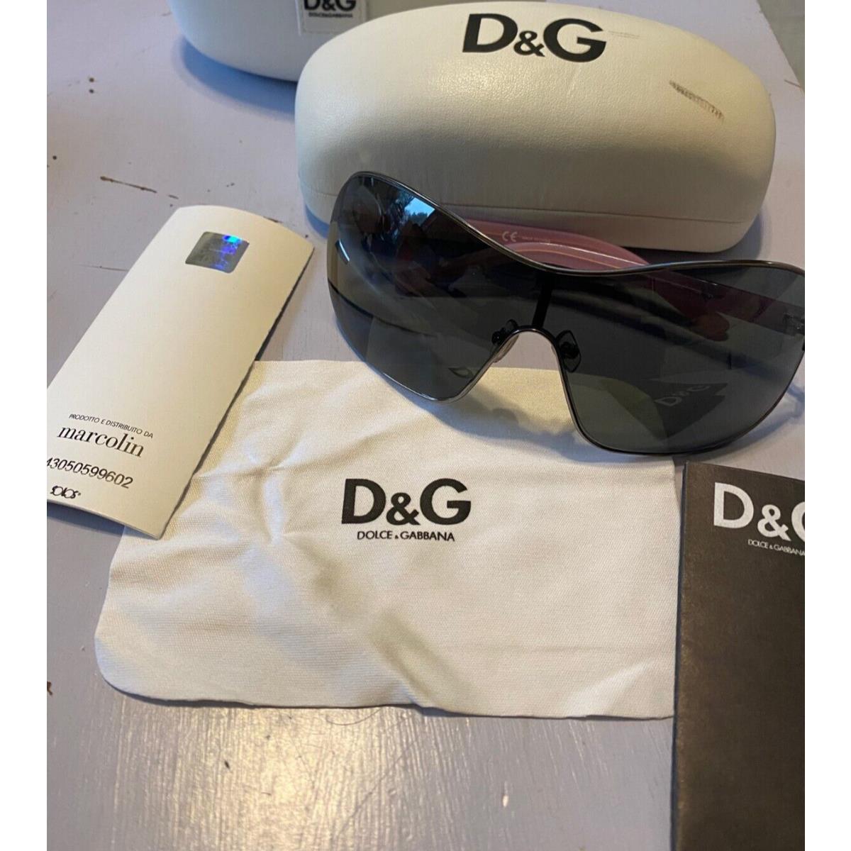 Dolce Dolce&gabbana D&g 6053 420/87 Gabbana D G 6053 420/87 Women Pink Shield Frame Sunglasses with Black Lens