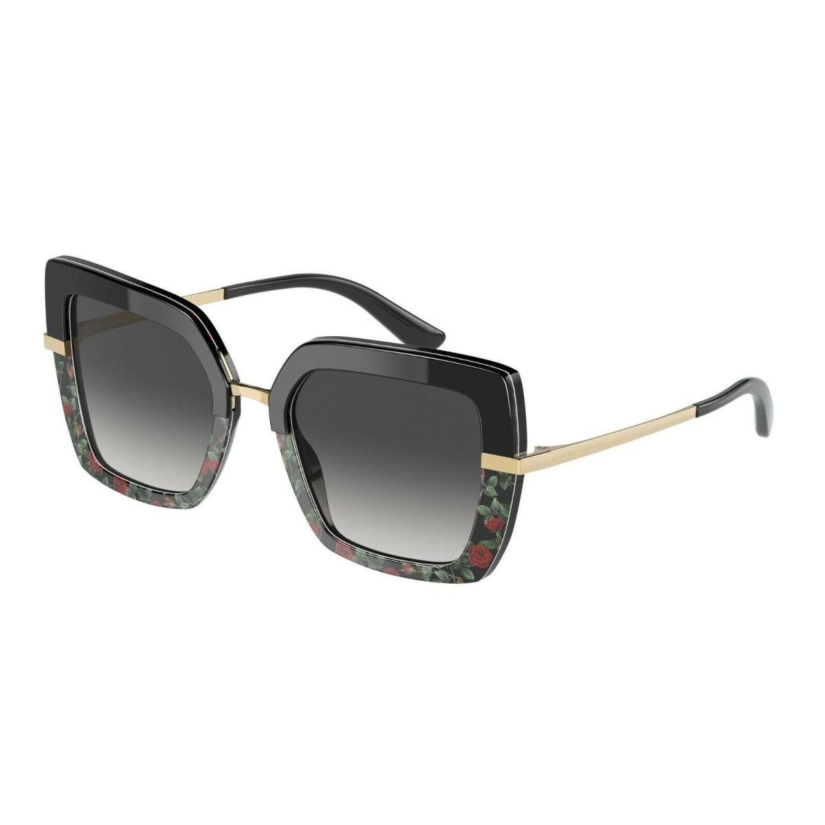 Dolce Gabbana Half Print DG 4373 Black Red Roses/grey Shaded Sunglasses