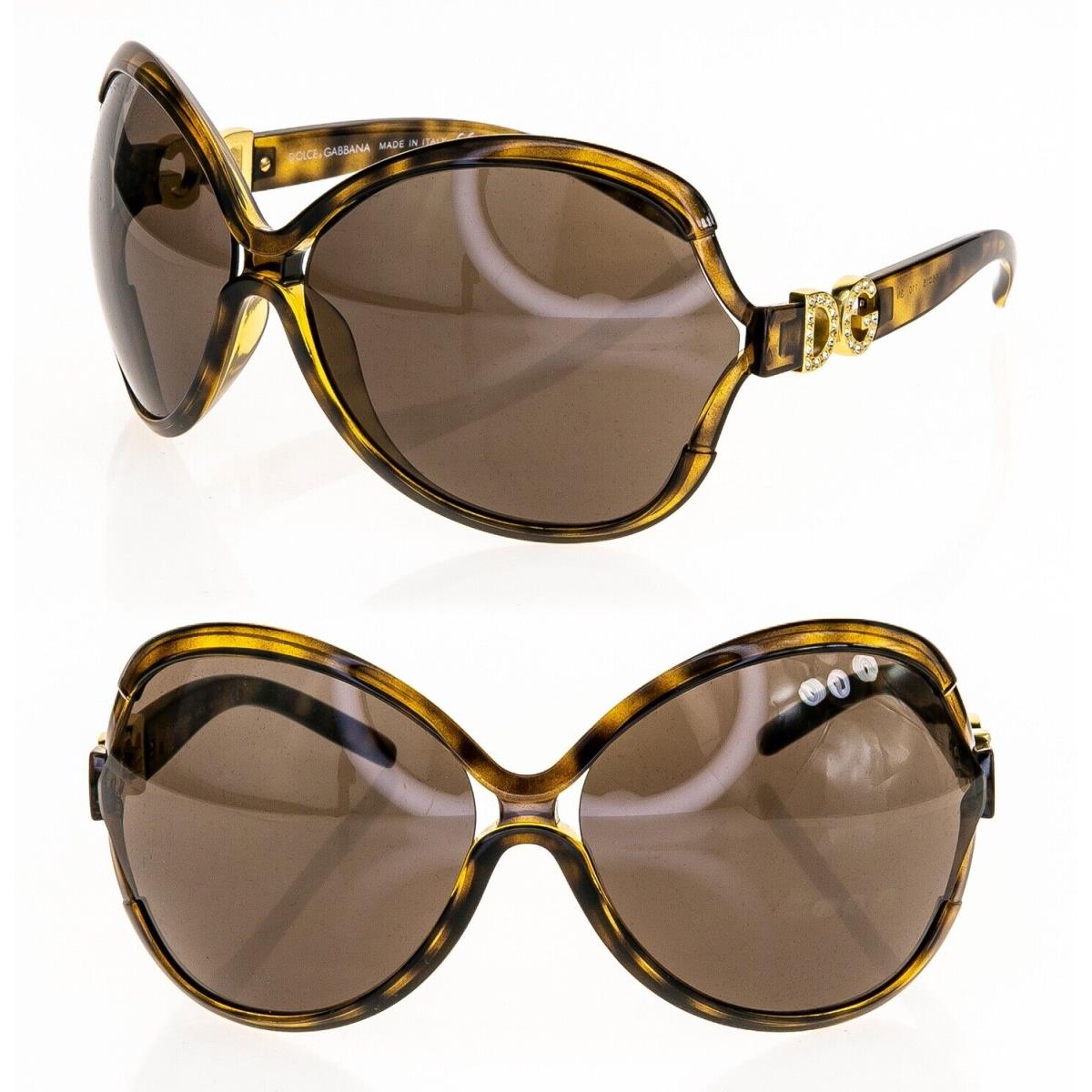 Dolce Gabbana 6025 Brown Oversized Butterfly Crystal Sunglasses DG6025B