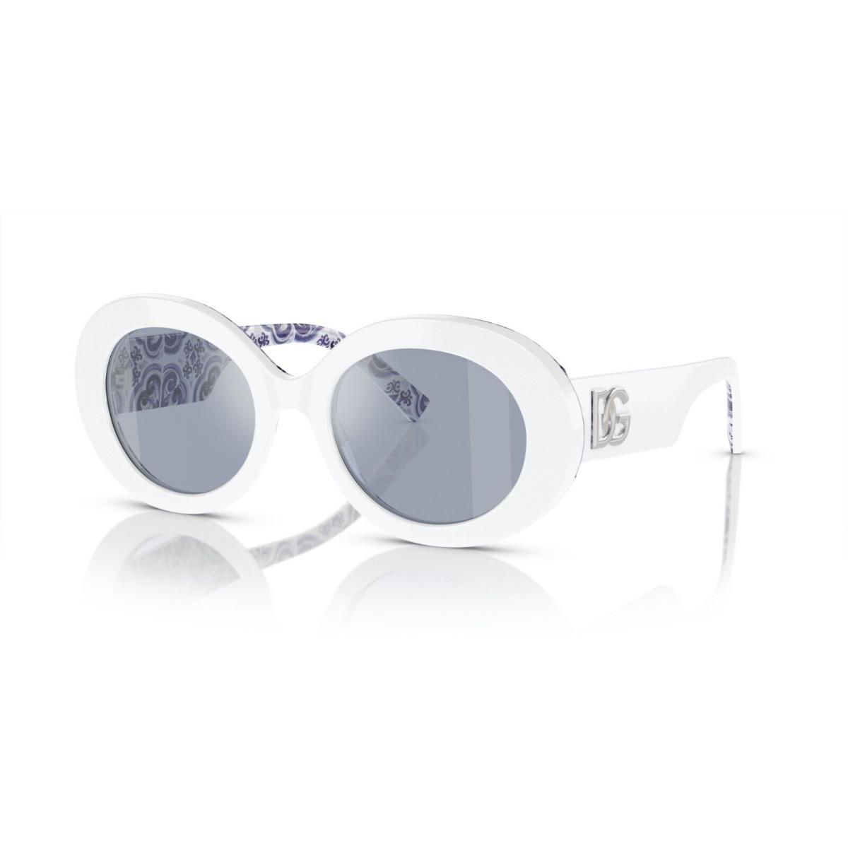 Dolce Gabbana DG 4448 White/light Blue Mirror Silver 3371/55 Sunglasses