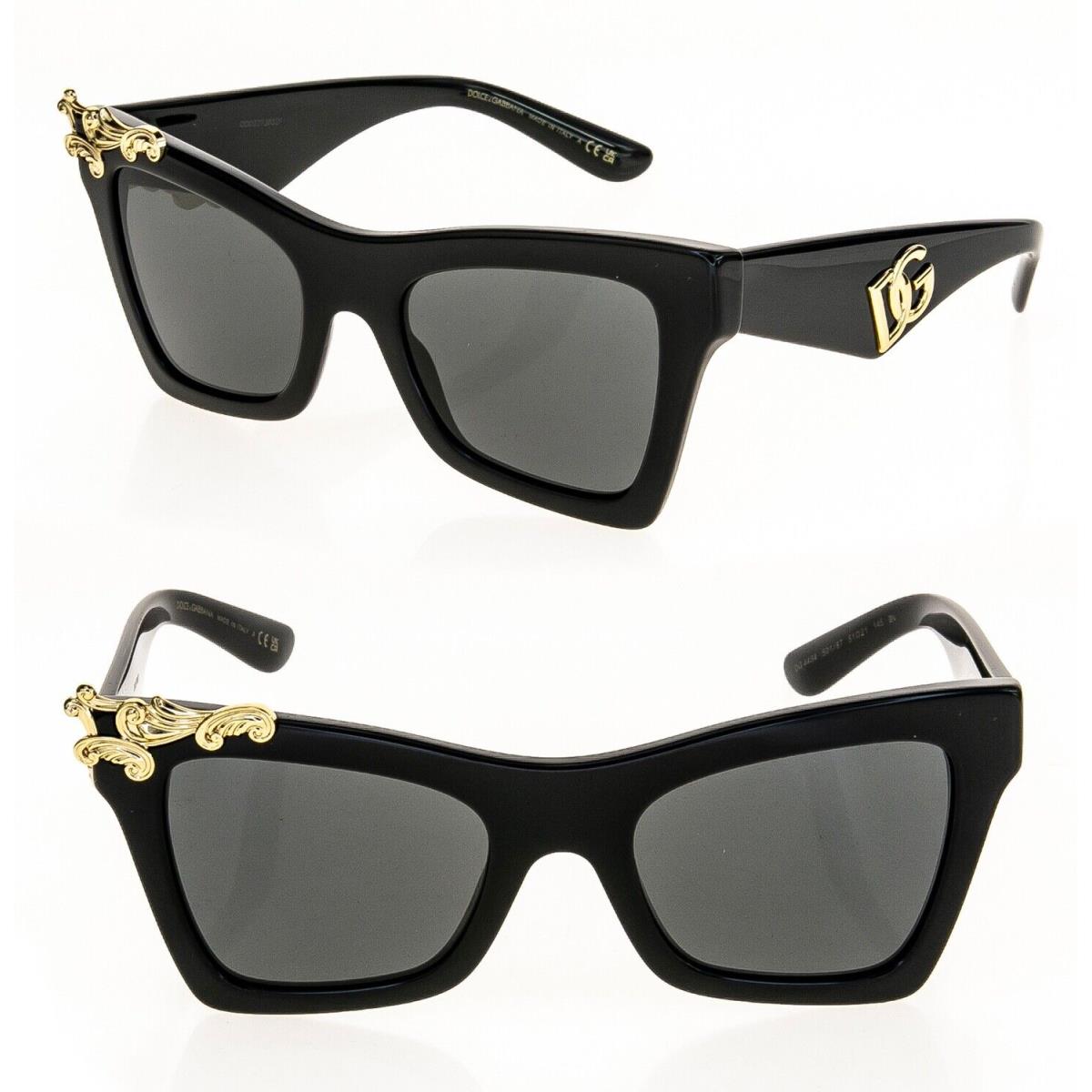 Dolce Gabbana Crossed Logo 4434 Black Baroque Sunglass Perry Fashion DG4434