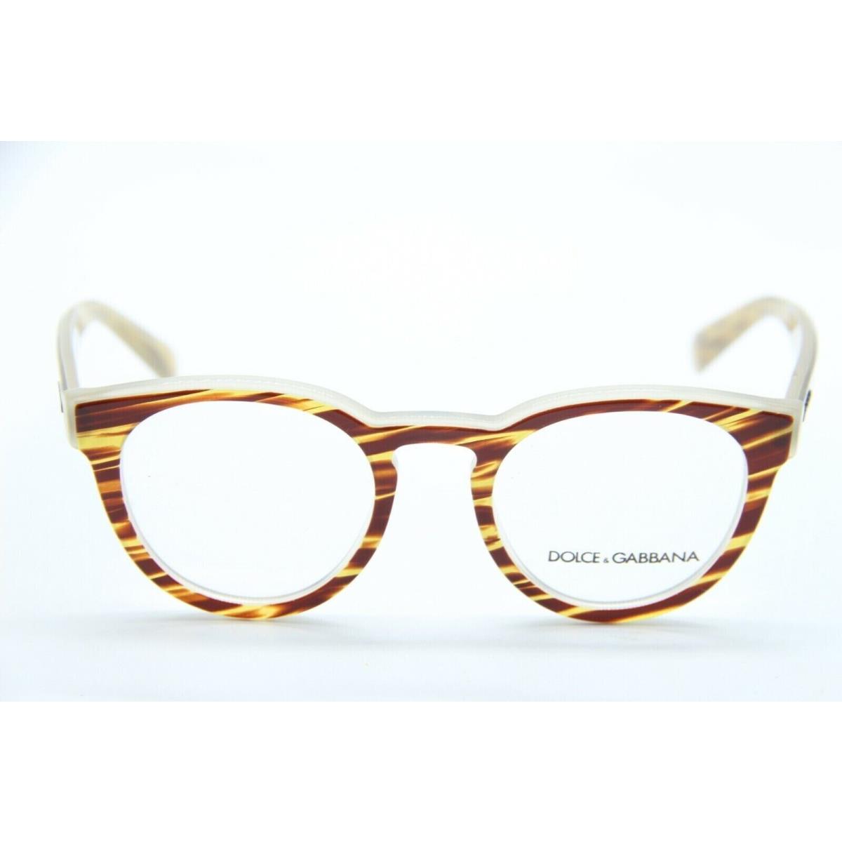 Dolce Gabbana DG3251 3052 Brown Stripes Round Eyeglasses Frame 53-15-140 Italy