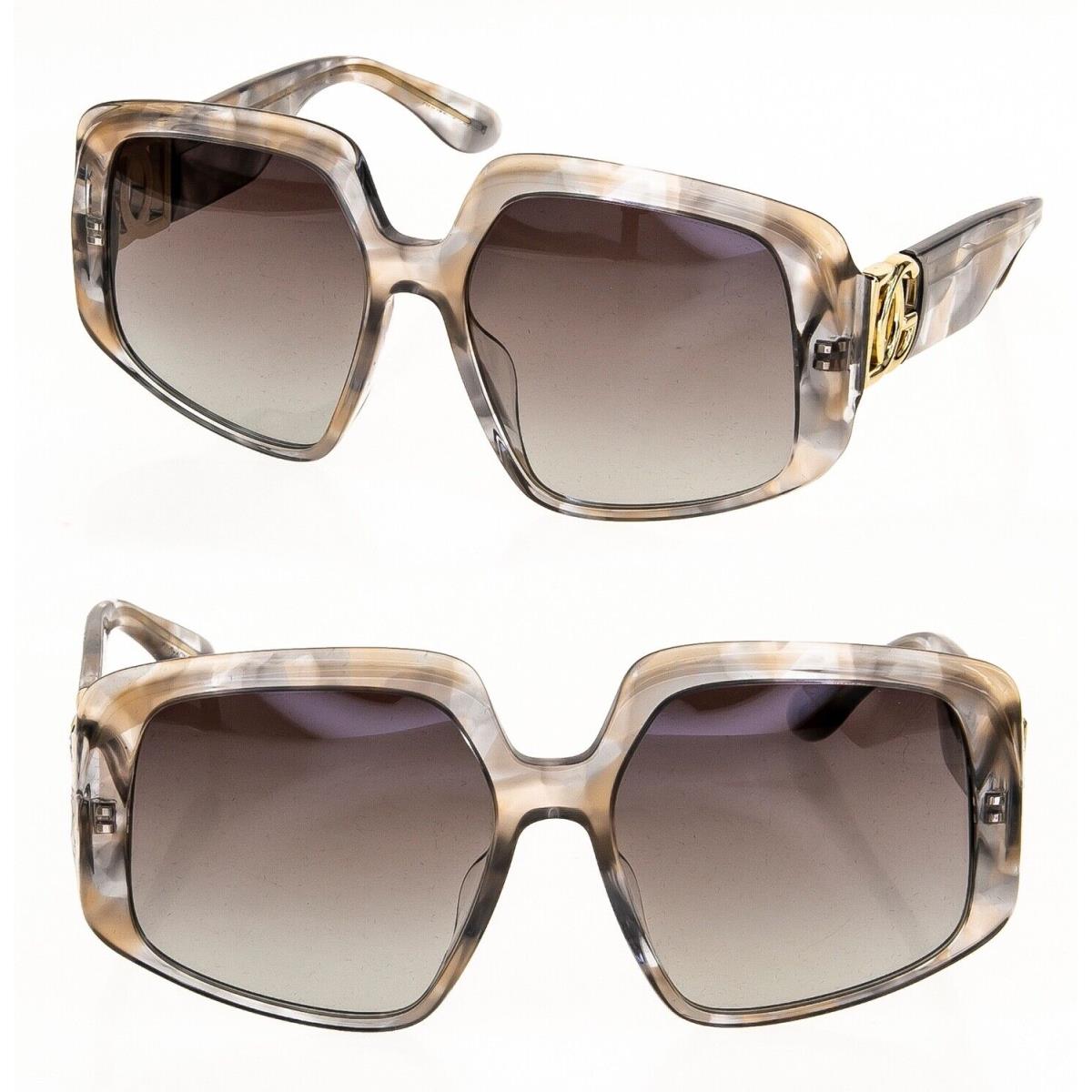 Dolce Gabbana Crossed 4386 Gray Brown Smoke Oversized Logo Sunglass DG4386F