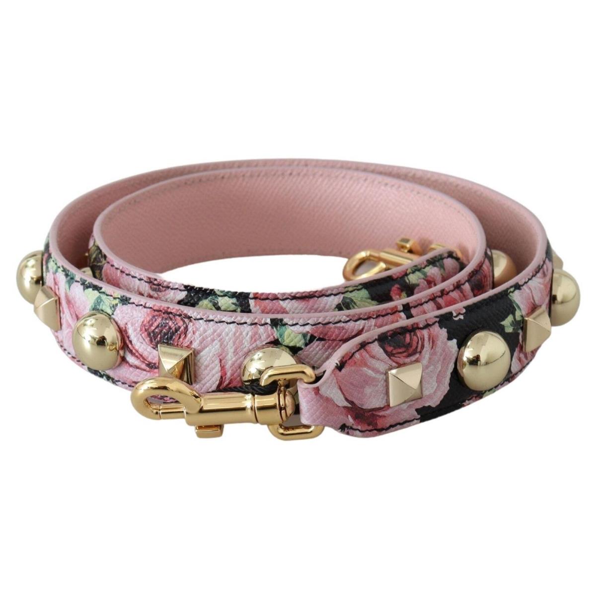 Dolce Gabbana Pink Floral Gold Studs Bag Accessory Shoulder Strap