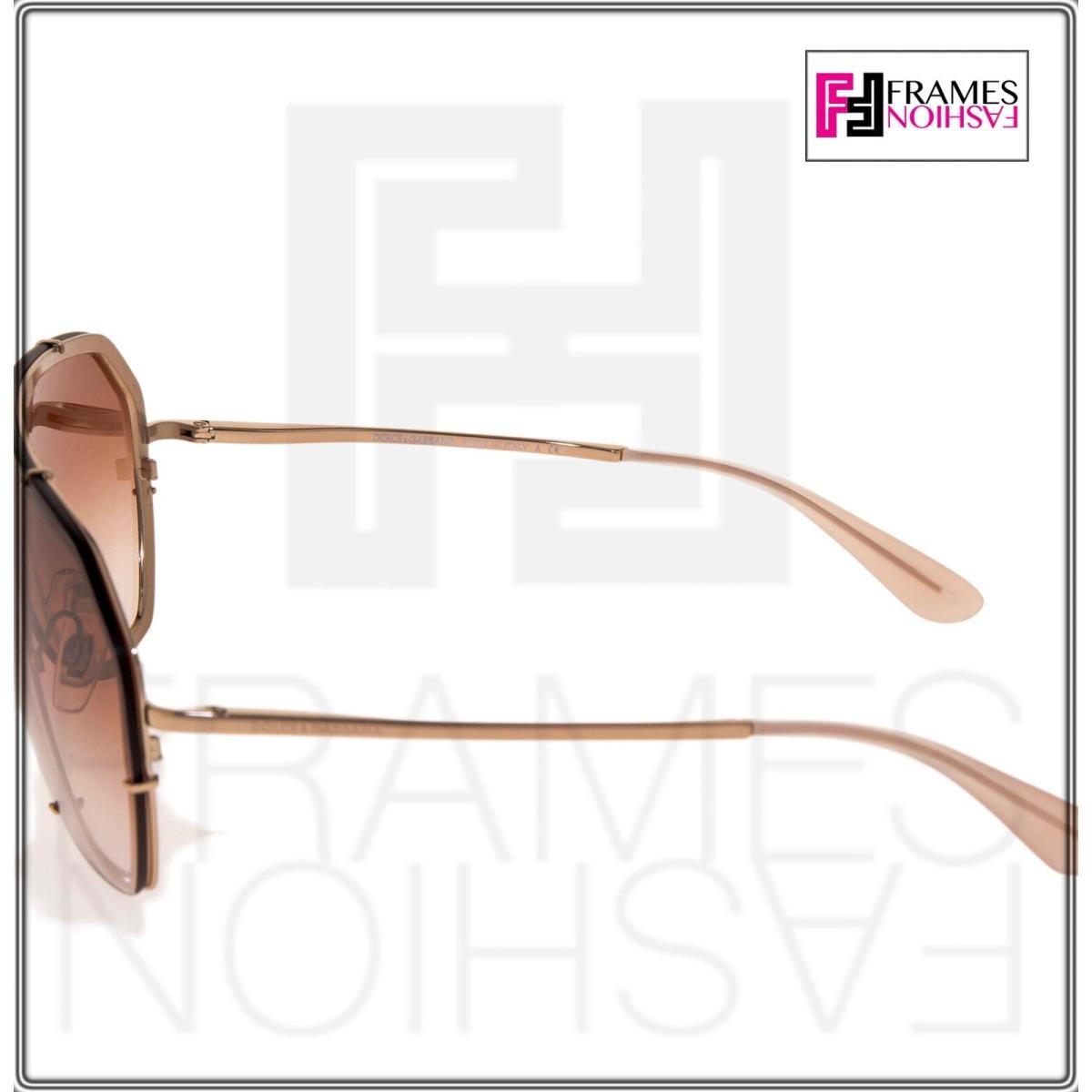 Dolce Gabbana 2162 Rose Gold Brown Pink Gradient DG2162 Shield Sunglasses