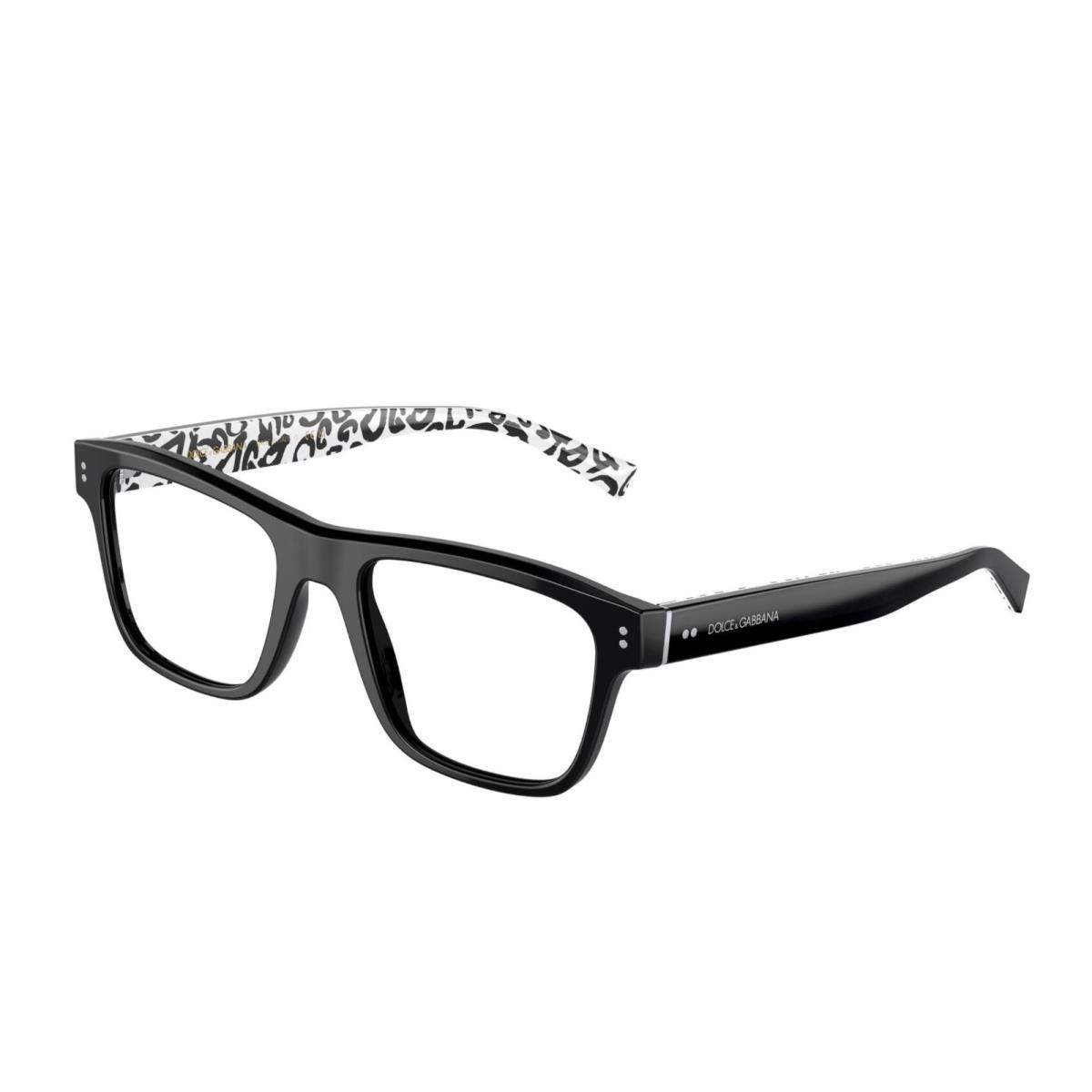 Dolce Gabbana Eyeglasses DG 3362 3389 53-20 145 Black White Rectangular Frames