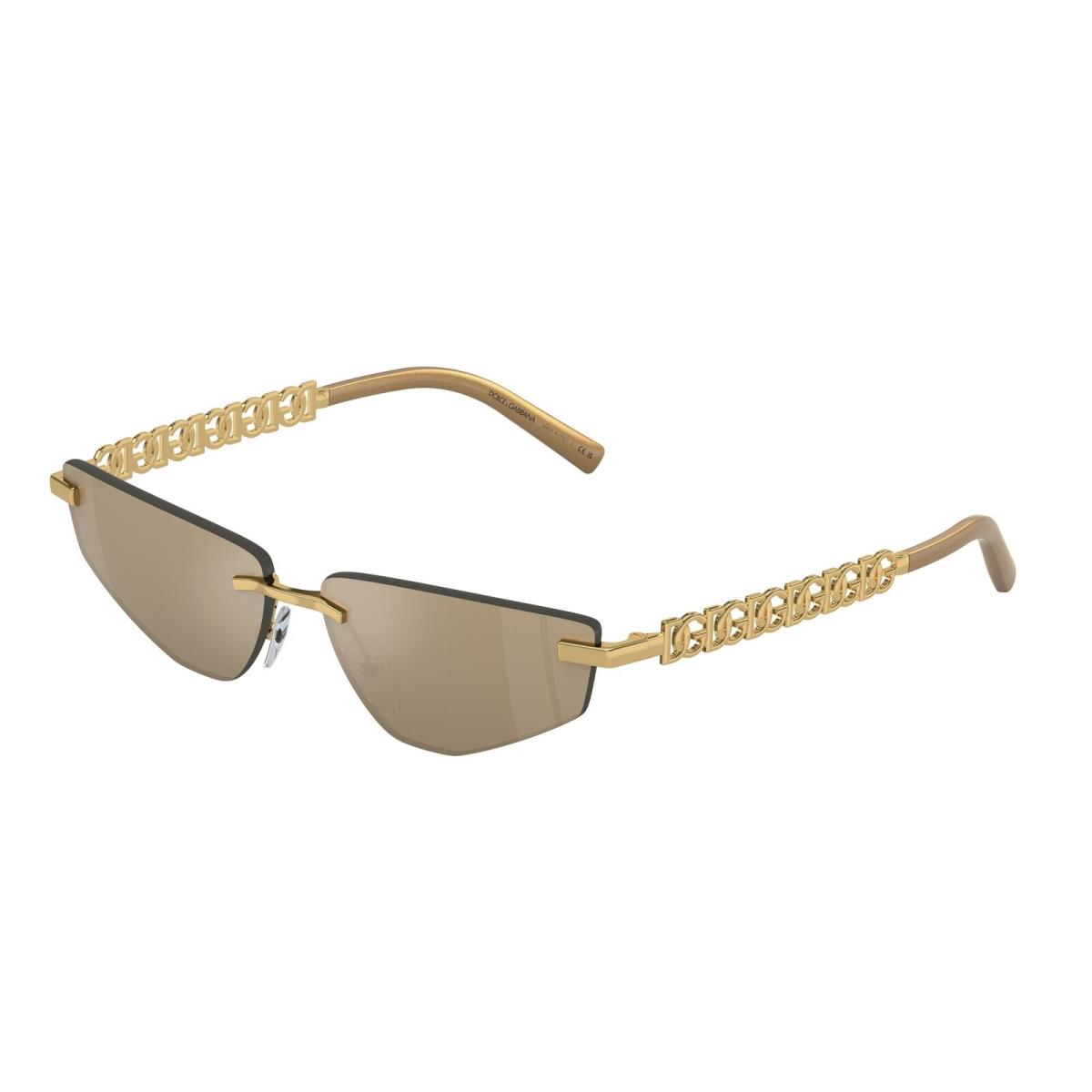 Dolce Gabbana DG2301 02 03 Gold Mirror Real Yellow Gold 5 mm Womens Sunglasses