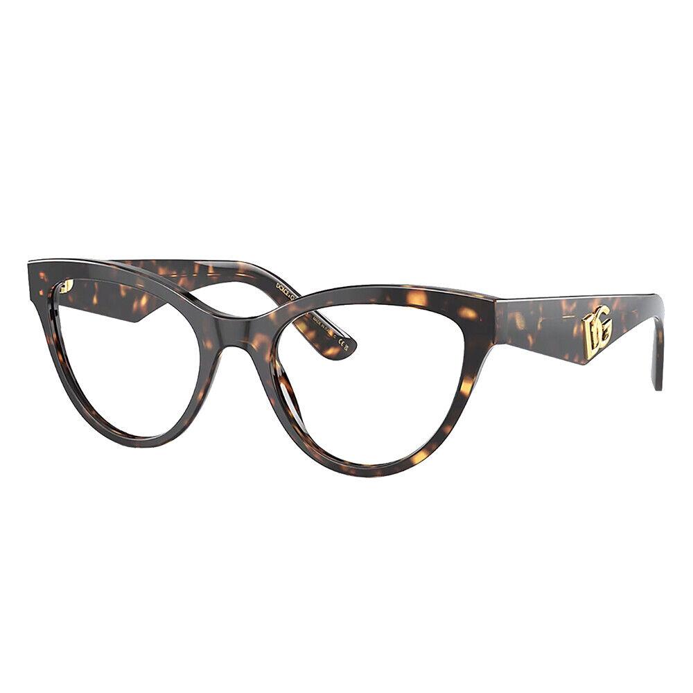 Dolce Gabbana DG 3372 502 Havana Plastic Cat-eye Eyeglasses 50mm