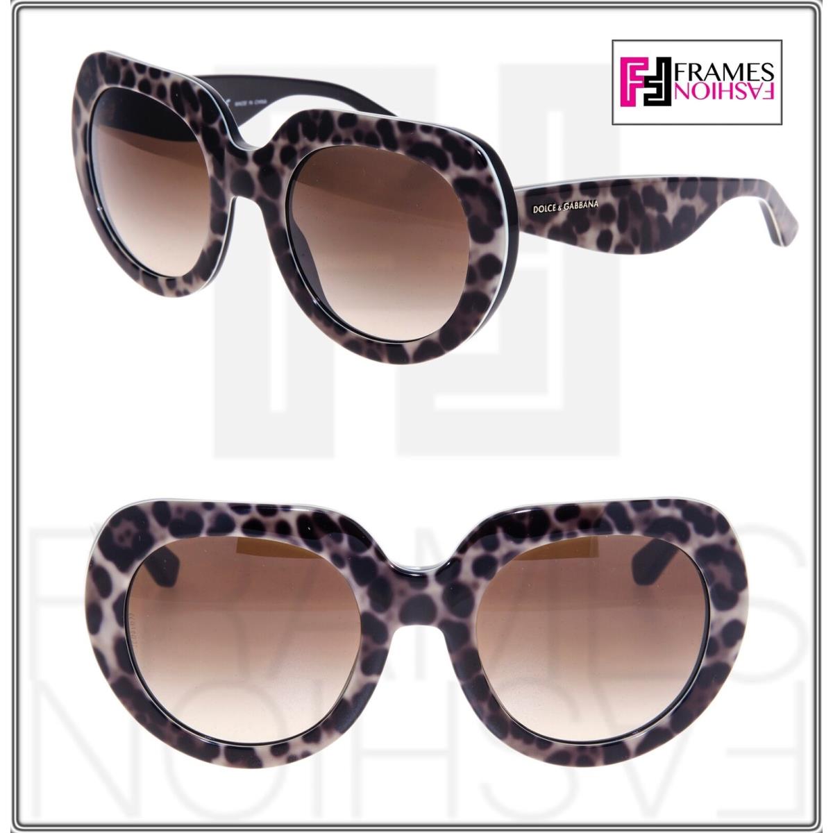 Dolce Gabbana 4191 Leopard Animal Print Oversized Brown Sunglasses DG4191S