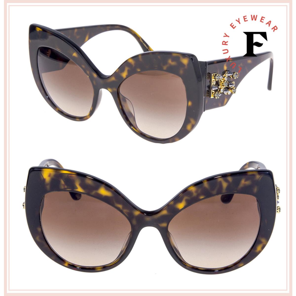 Dolce Gabbana Print Strass 4321 Tortoise Brown Oversized Sunglasses DG4321FS