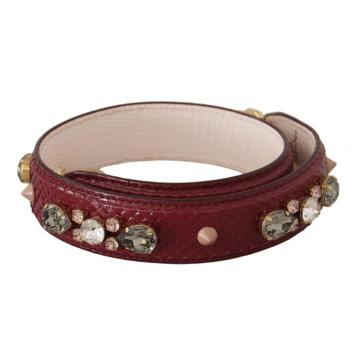 Dolce Gabbana Bordeaux Leather Crystals Bag Shoulder Strap