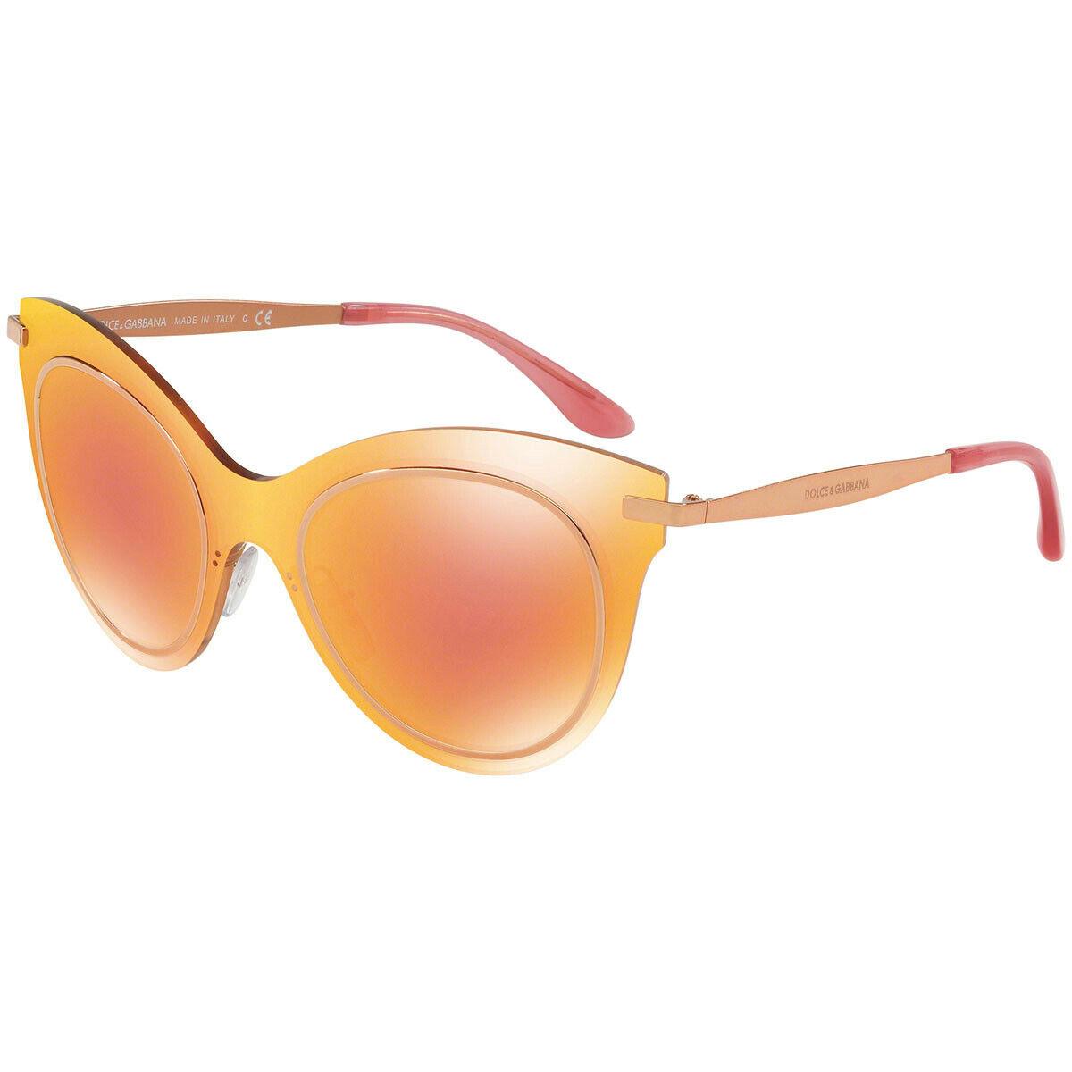 Dolce Gabbana DG2172 Rose Gold/ Orange Red Mirrored Cat Eye Sunglasses