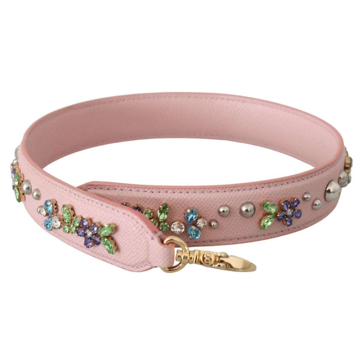 Dolce Gabbana Pink Leather Crystal Stud Accessory Shoulder Strap - Pink