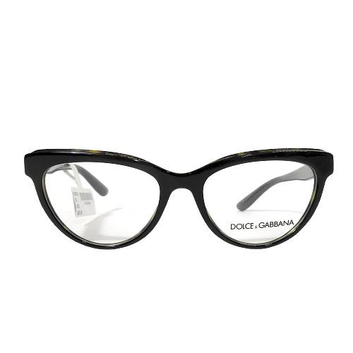 Dolce Gabbana Women`s Eyeglasses DG3332 3270 Black on Havana Frame 52-17-140