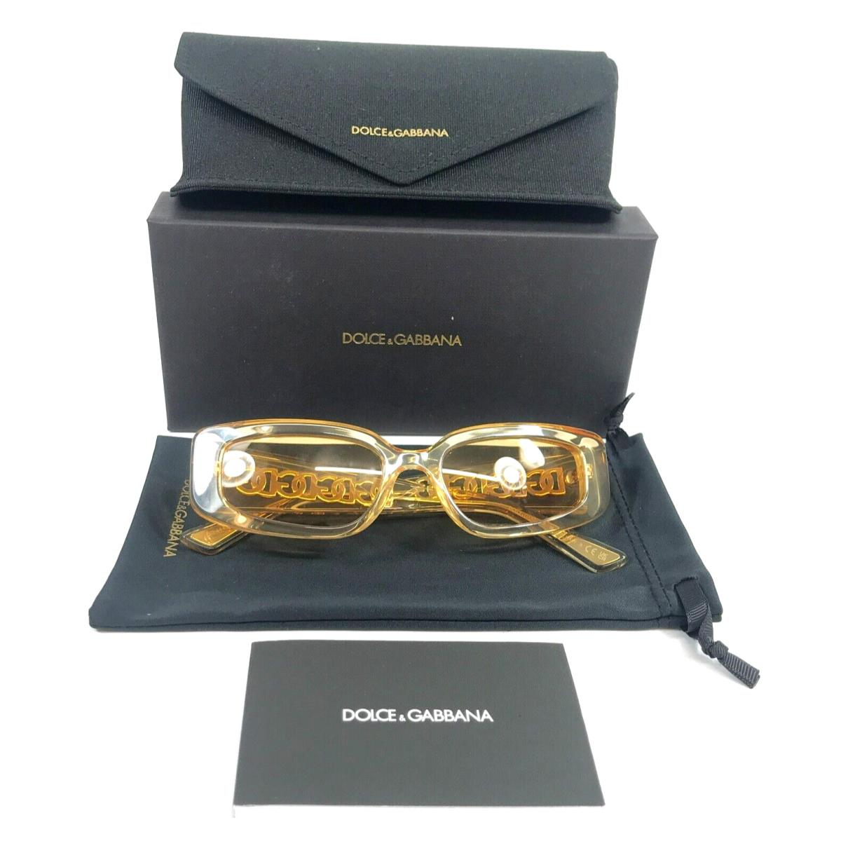 Dolce Gabbana Sunglasses DG4445 3046/7 Clear Orange Frames Light Orange Lenses