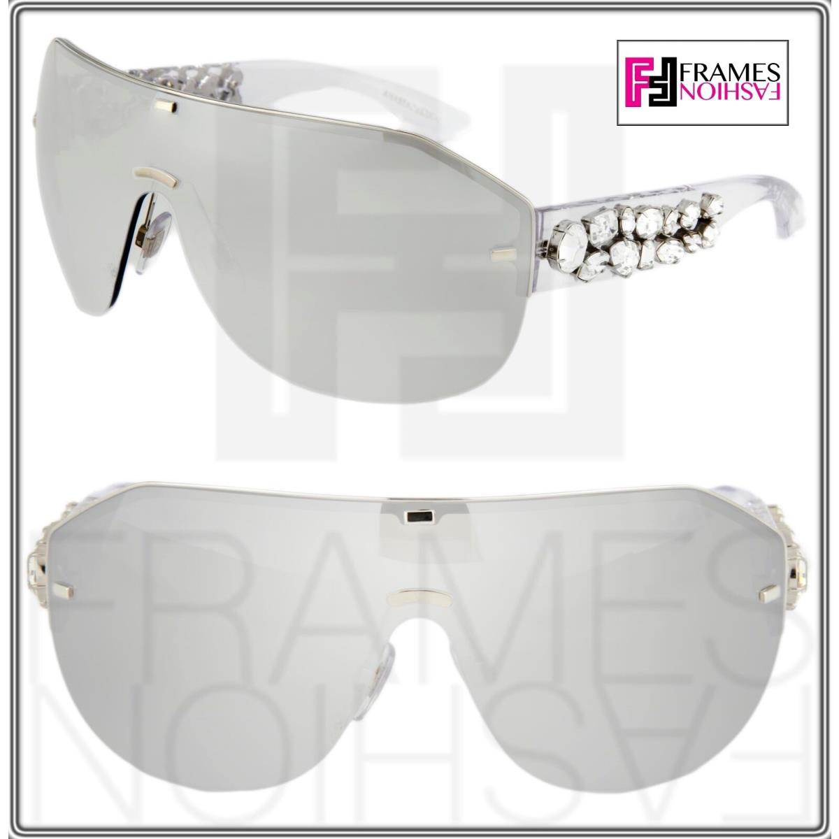 Dolce Gabbana DG 2150B Clear Silver Wrap Oversized Mirrored Women