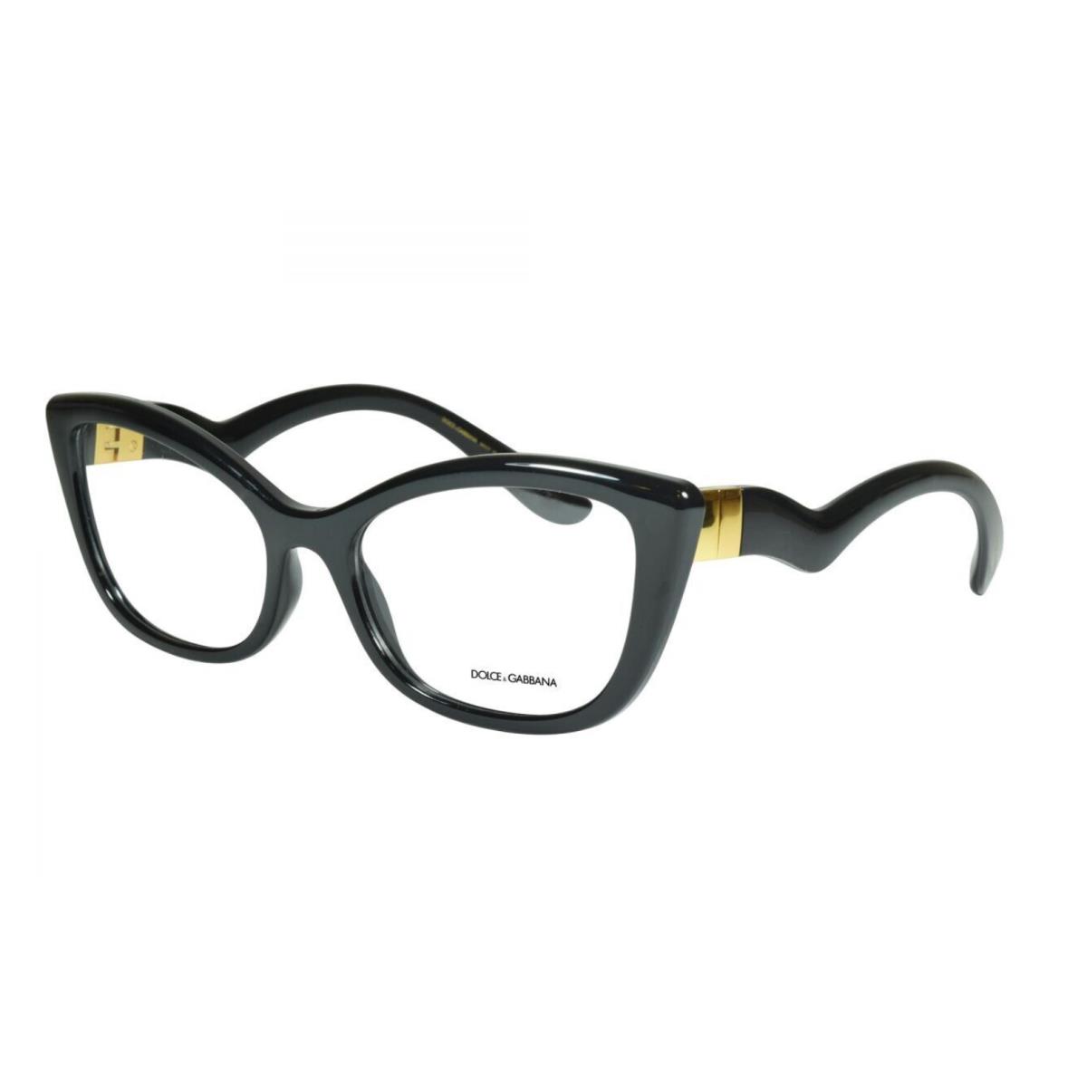 Dolce Gabbana Cat Eyes Eyeglasses DG 5078 501 53-17 Black Gold Frames