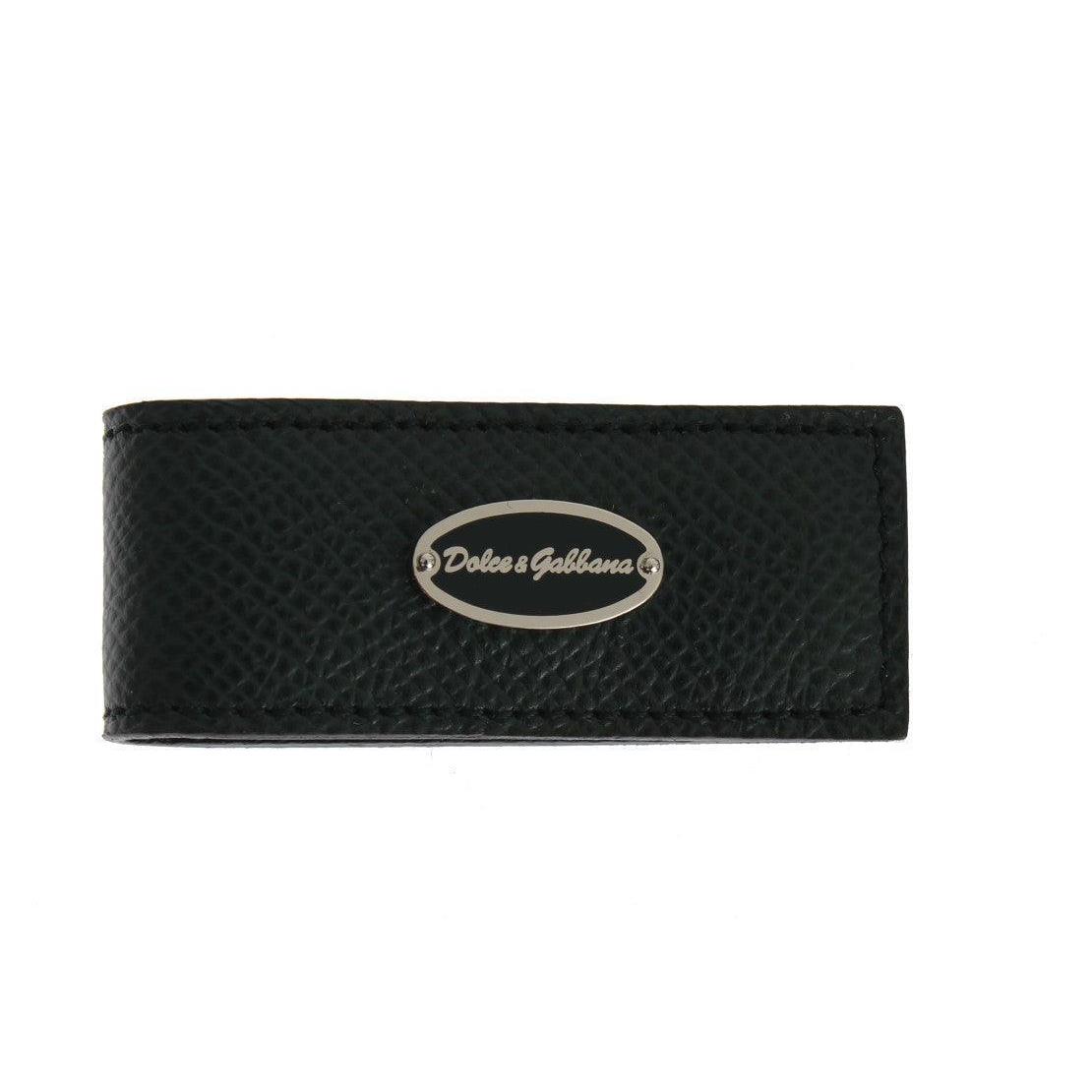 Dolce Gabbana Green Leather Magnet Money Clip