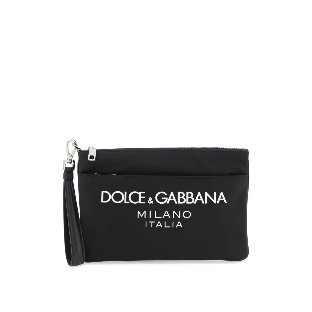 Dolce Gabbana Nylon Pouch with Rubberized Logo