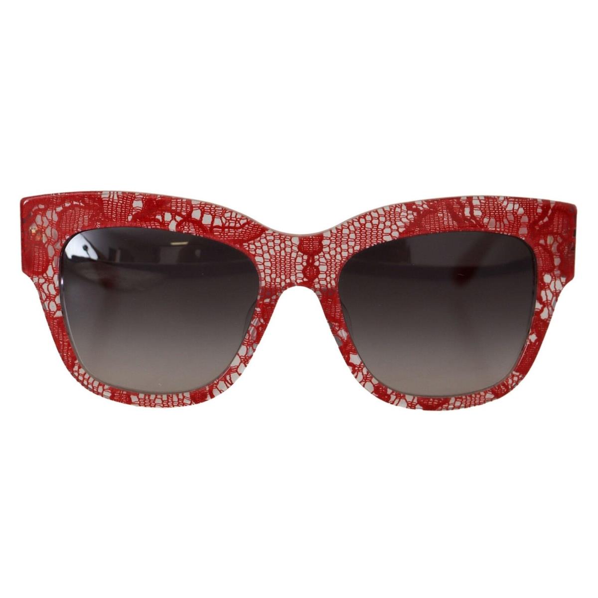 Dolce Gabbana Red DG4231F Lace Acetate Rectangle Shades Sunglasses