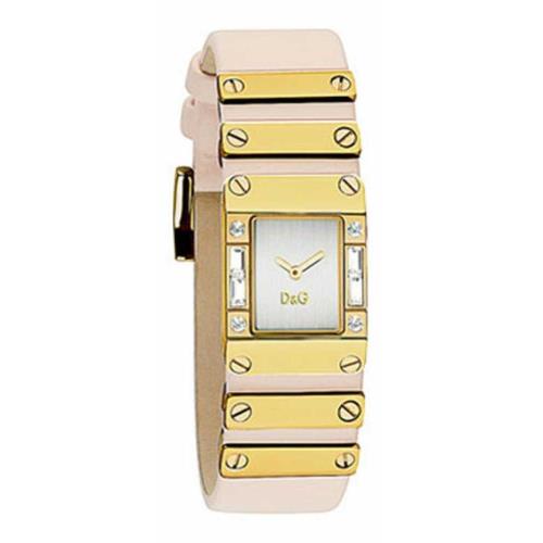 D G Dolce Gabbana Pink Blossom Leather+gold Metal Strap WATCH-DW0349