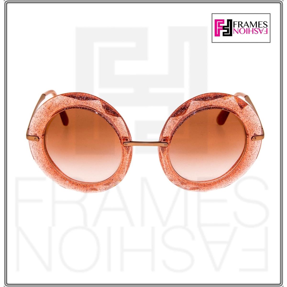 Dolce Gabbana 6105 Pink Crystal Glitter Mirror Round Sunglasses DG6105