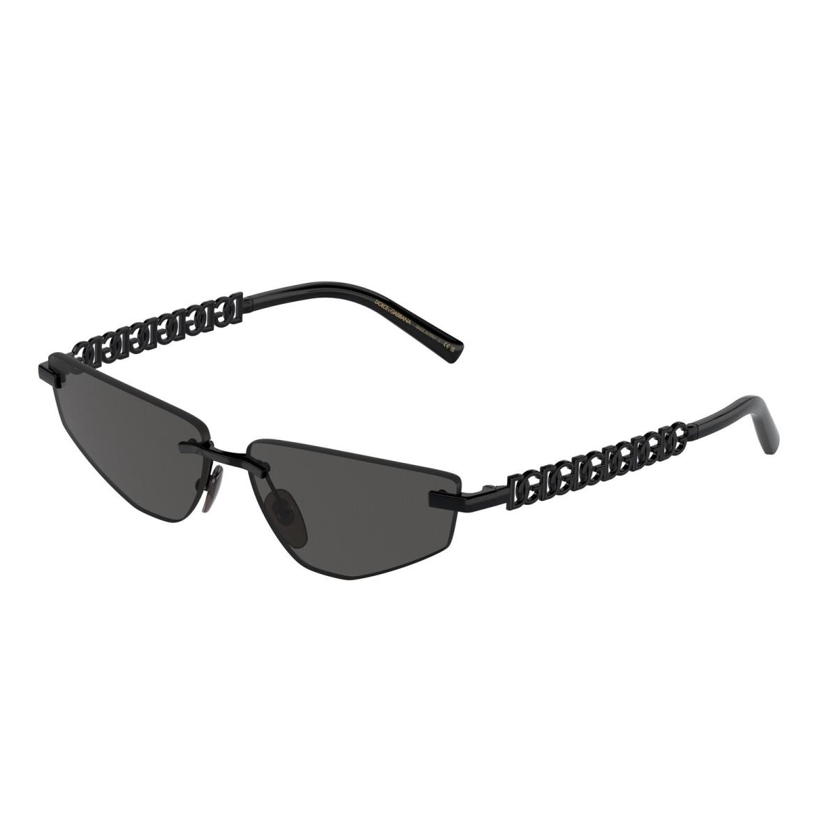 Dolce Gabbana DG2301 01 87 Black Dark Grey 58 mm Women`s Sunglasses