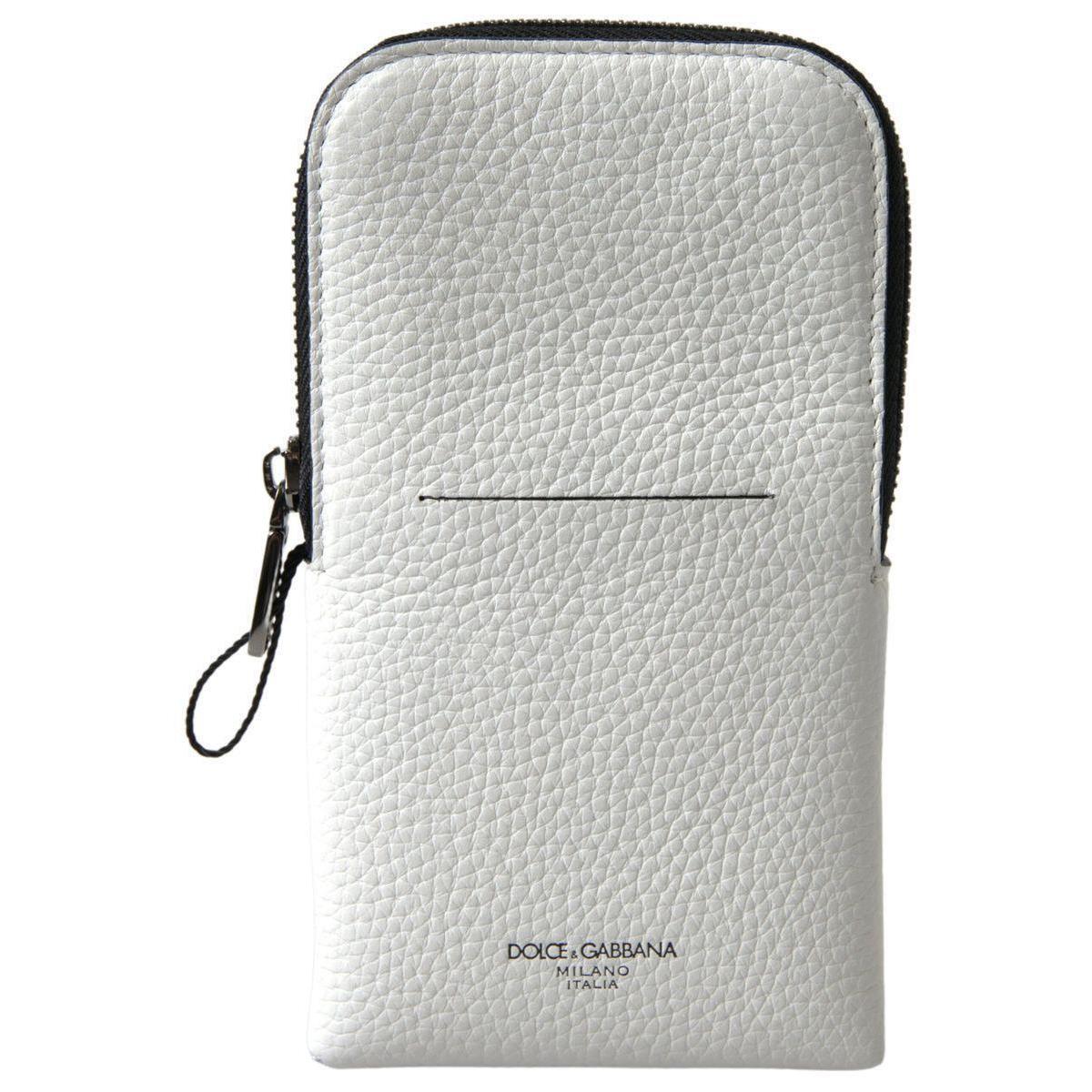 Dolce Gabbana White Leather Purse Crossbody Sling Phone Bag