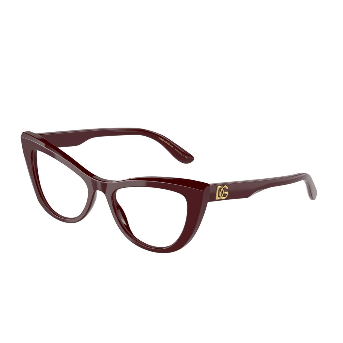 Dolce Gabbana Eyeglasses DG 3354 3091 Bordeaux Red 54-16 Cat-eye Frames