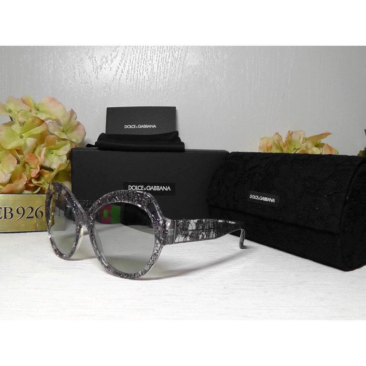 Dolce Gabbana DG4320 Butlerfly Clear / Black Lace Frame Sunglasses 56 19 140