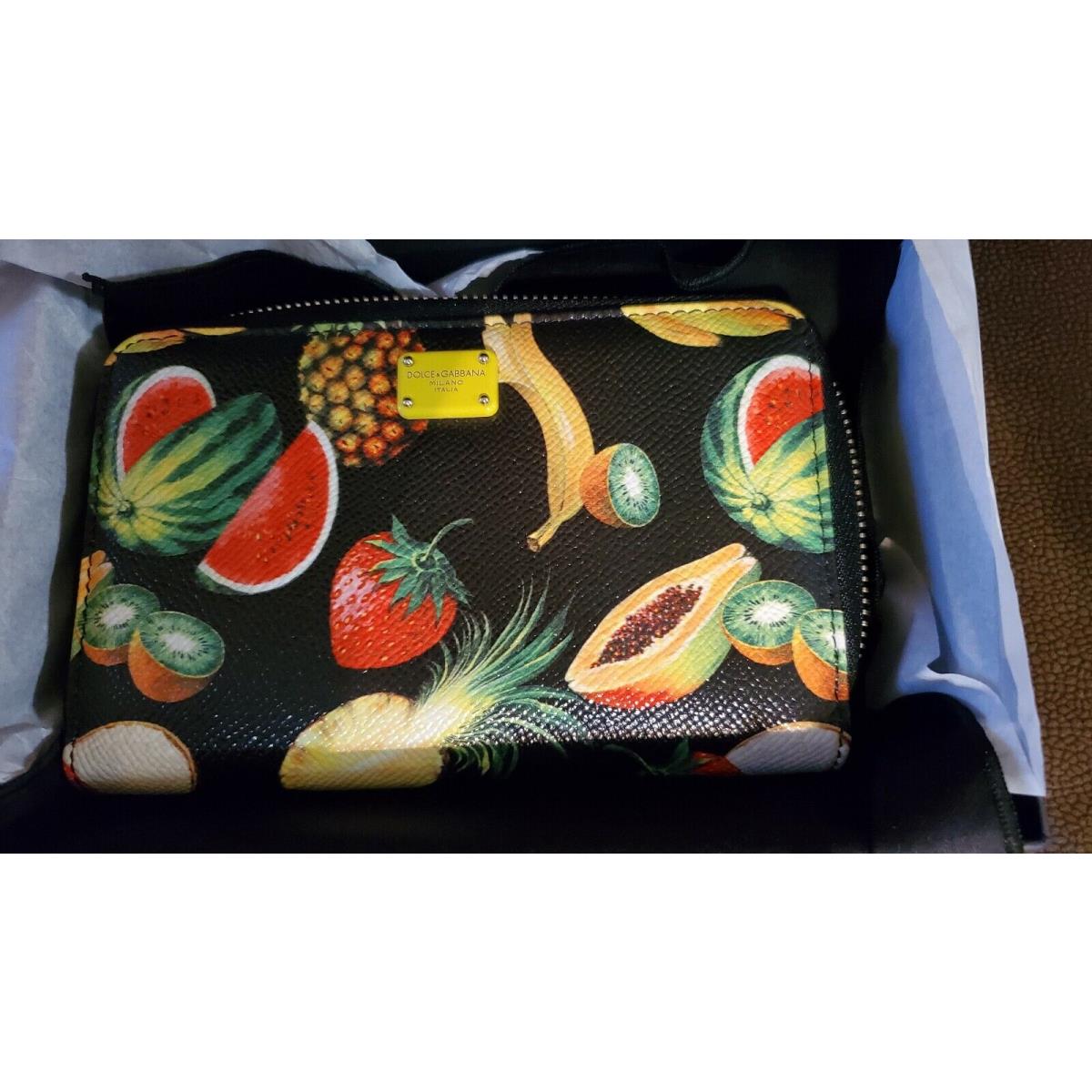 Dolce and Gabbana Multicolor Leather Fruit Design Continental Wallet Zip-around