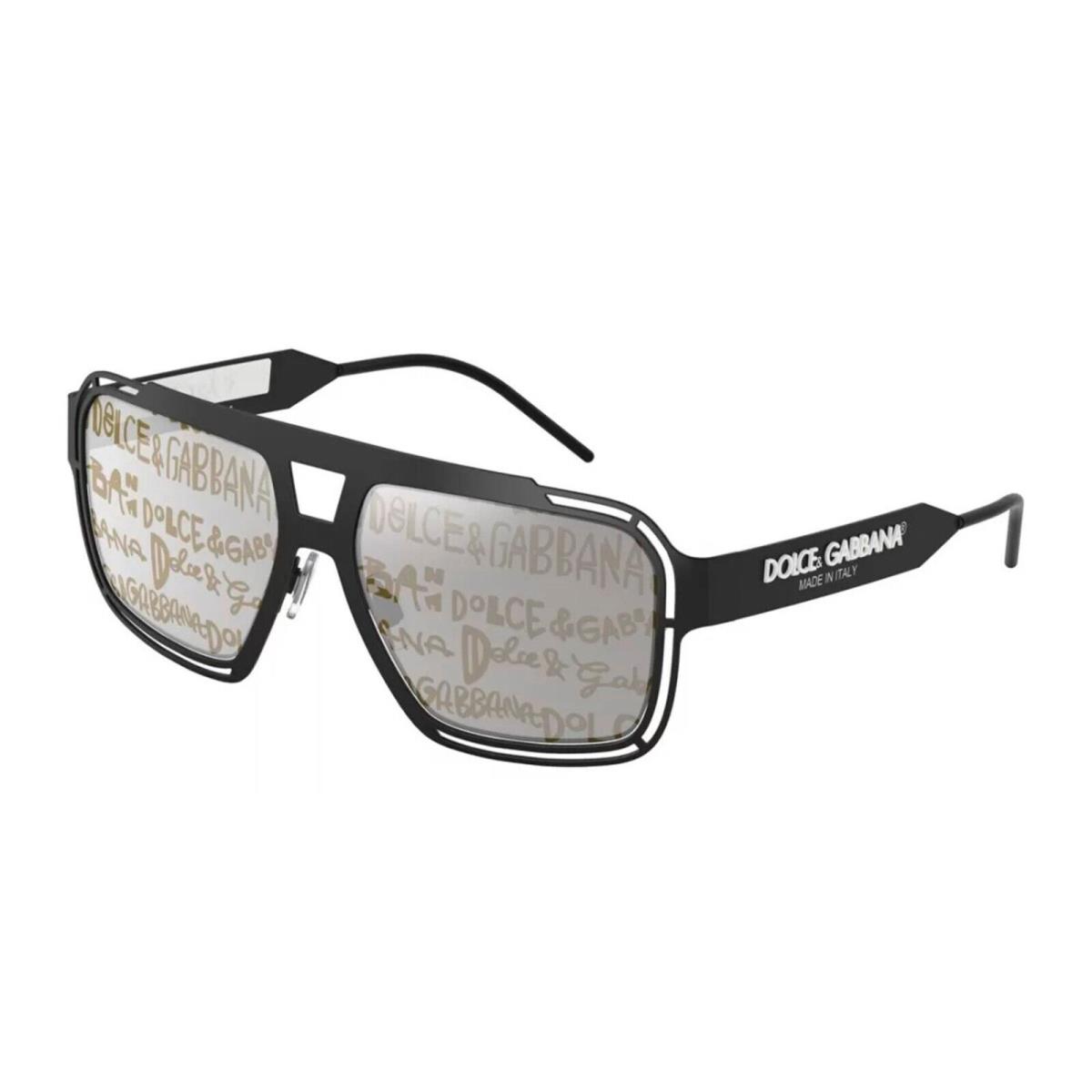 Dolce Gabbana Logo DG 2270 Matte Black/silver Gold Grafiti Mirrored Sunglasses