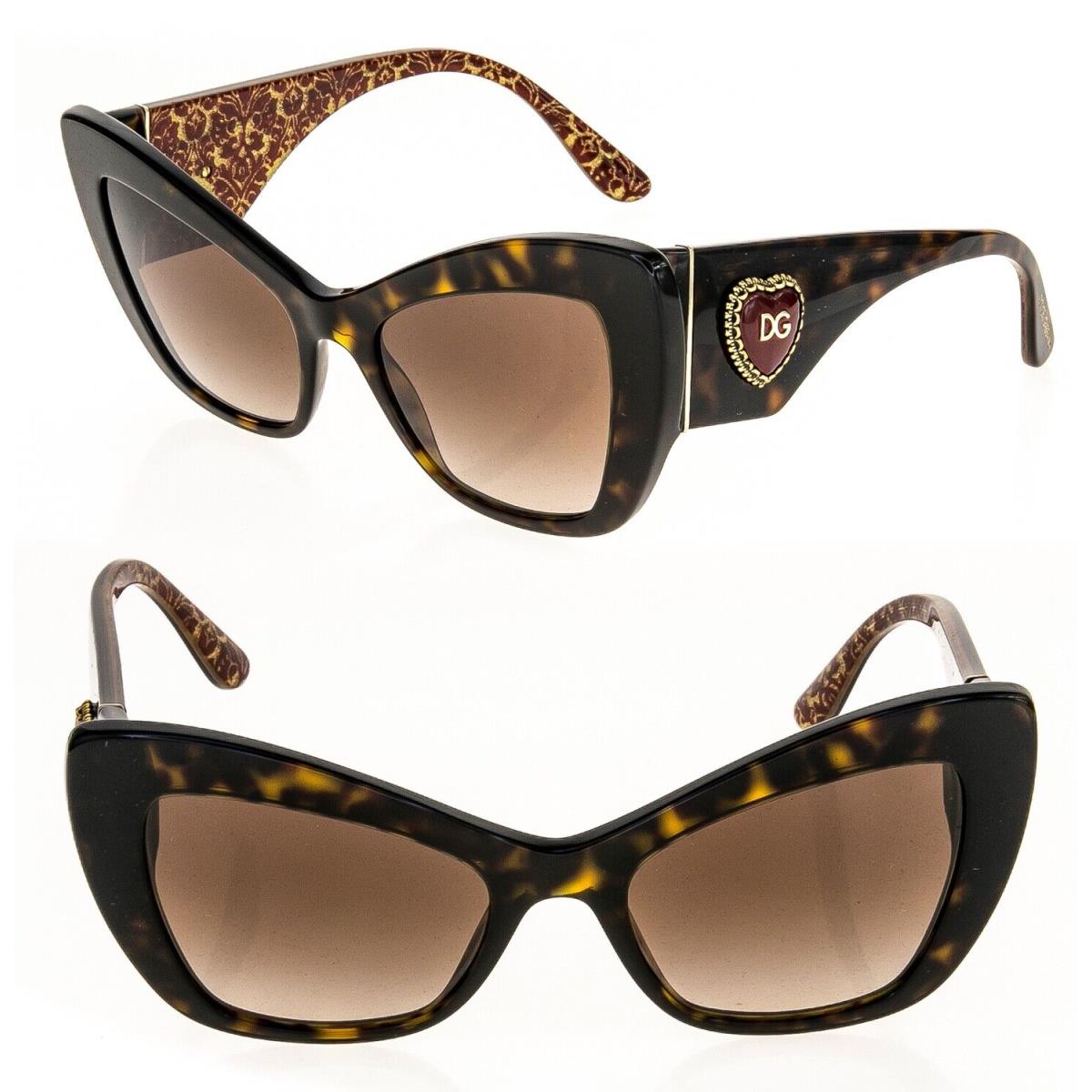 Dolce Gabbana Sacred Heart 4349 Brown Red Gold Baroque Print Sunglasses DG4349