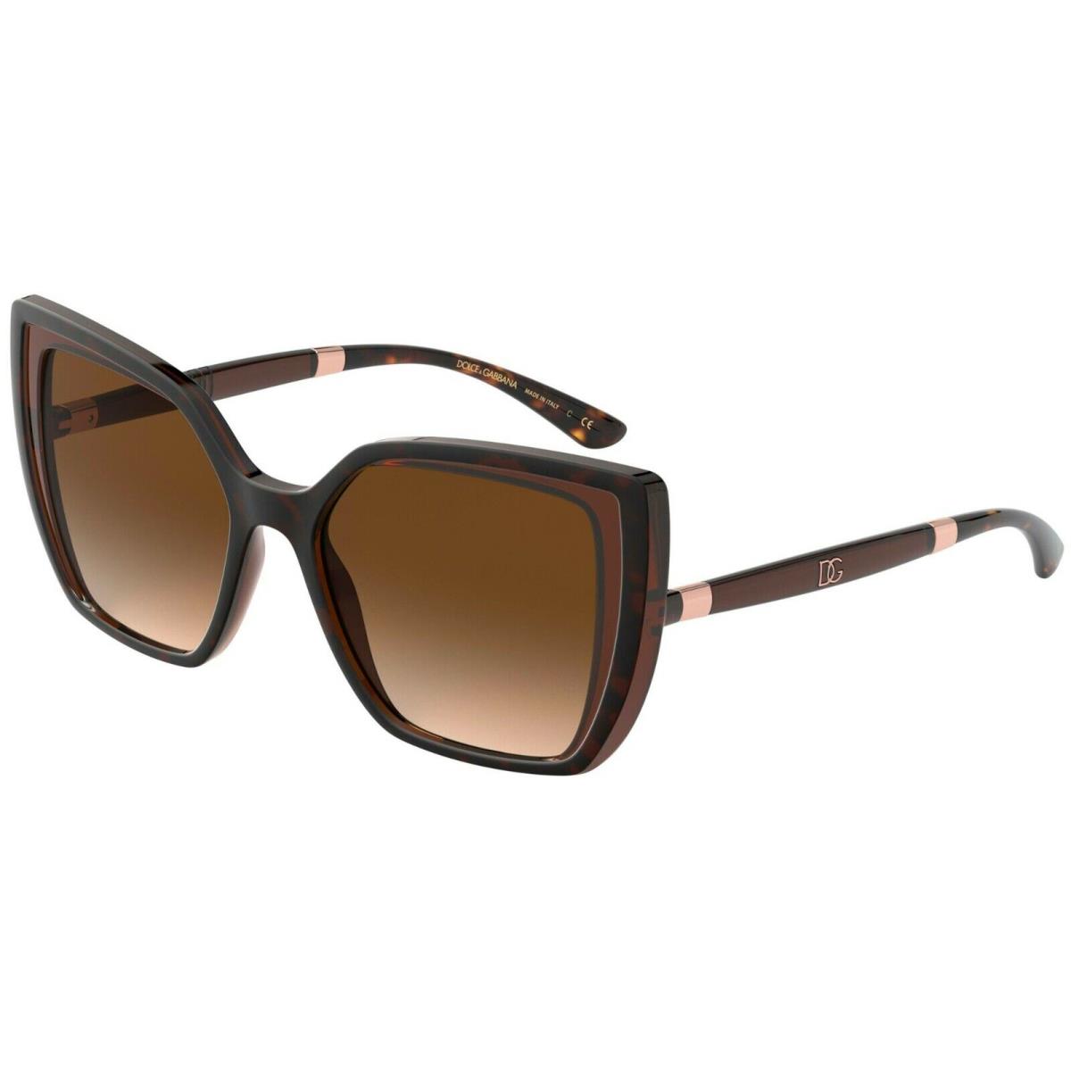 Dolce Gabbana DG Monogram DG 6138 Havana Amber/dark Brown Shaded Sunglasses