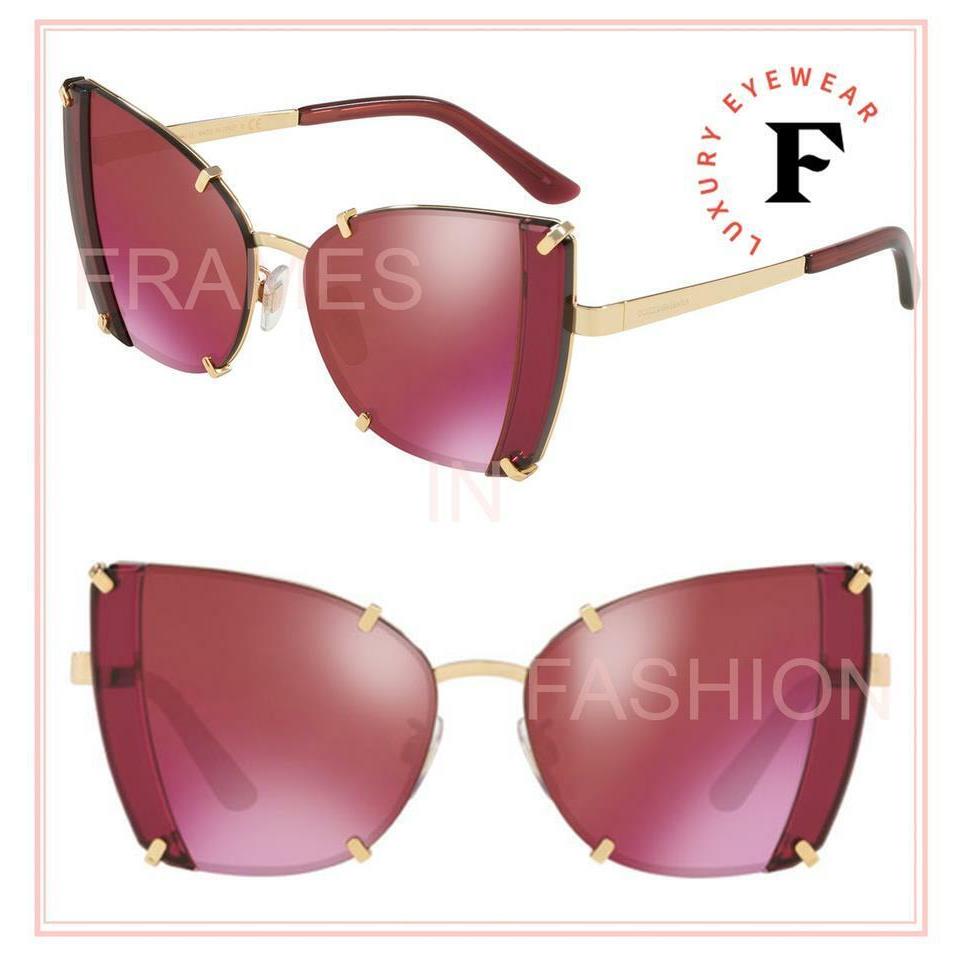 Dolce Gabbana Griffes Gem Stones 2214 Gold Cherry Red Mirror Sunglass DG2214