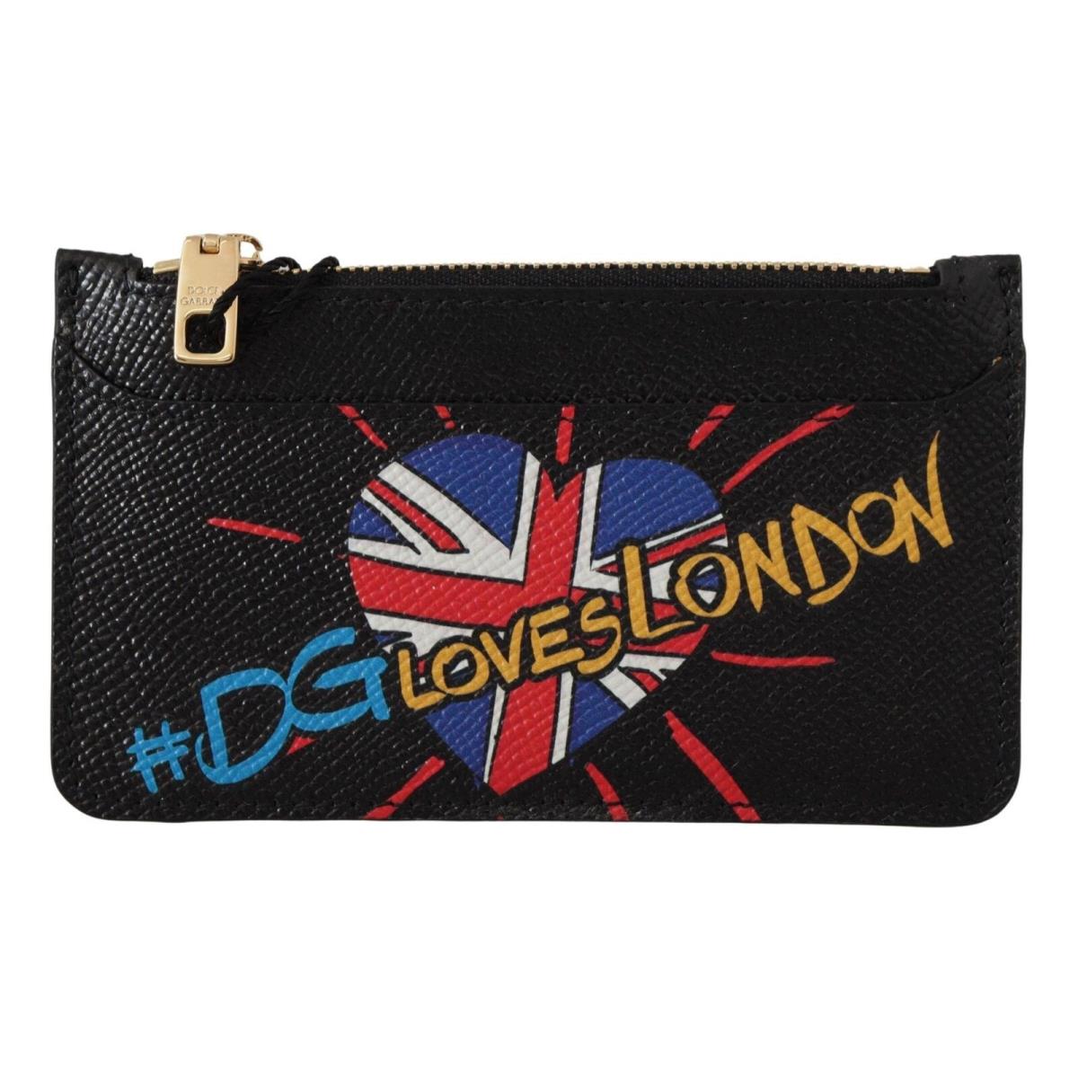 Dolce Gabbana Black Leather Dgloveslondon Women Cardholder Coin Case Wallet