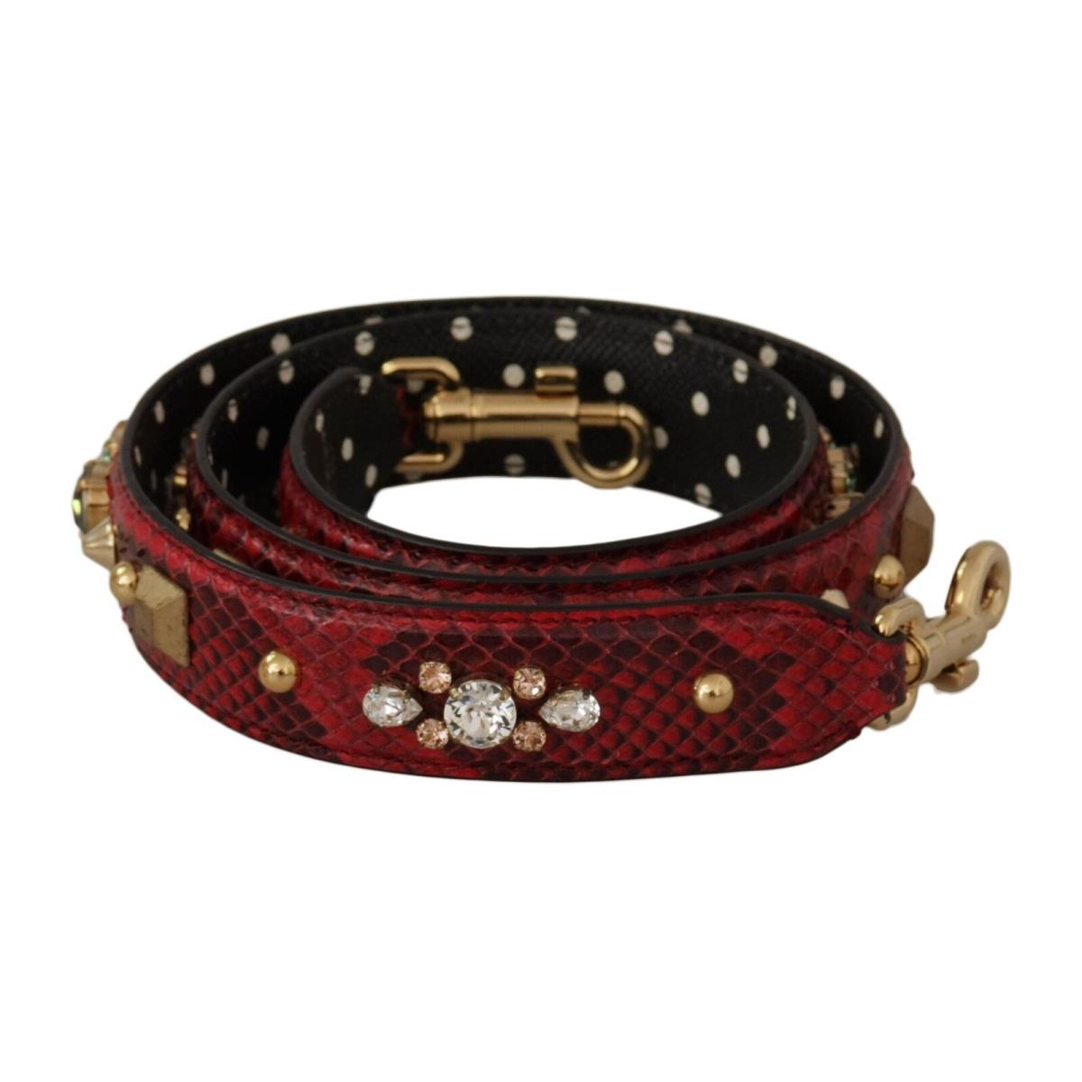 Dolce Gabbana Red Python Leather Crystals Reversible Shoulder Strap