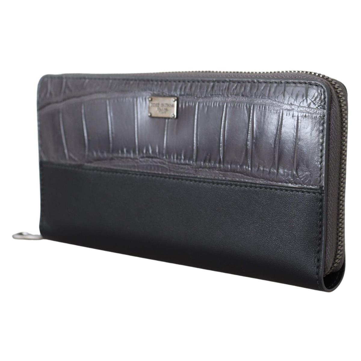 Dolce Gabbana Black Zip Around Continental Clutch Leather Wallet