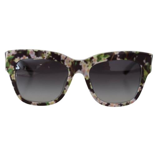 Dolce Gabbana Black DG4231F Floral Acetate Rectangle Shades Sunglasses