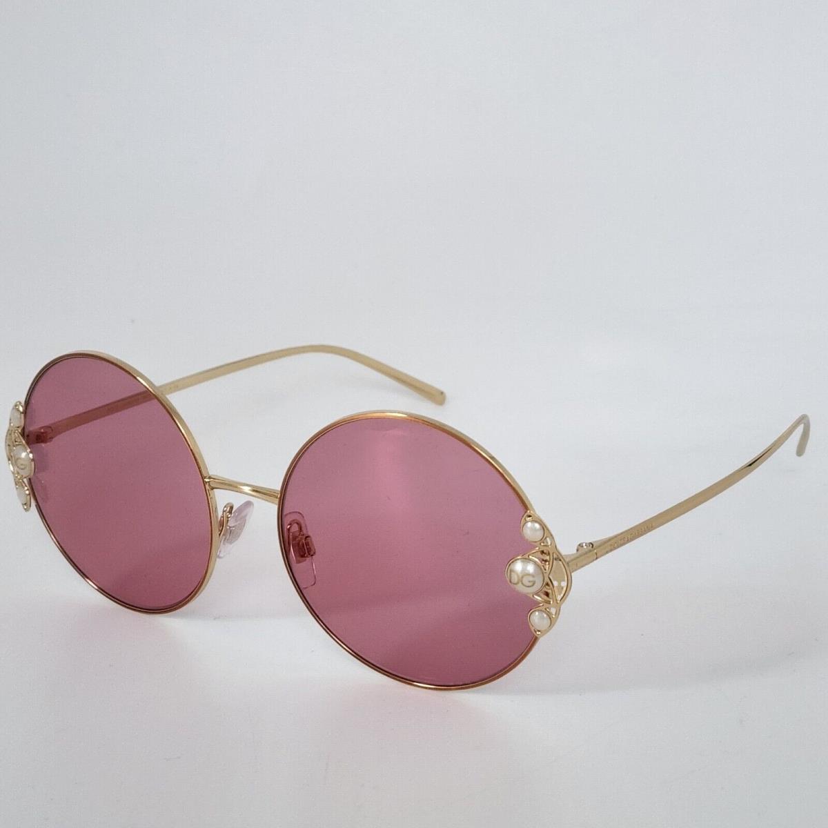 Dolce Gabbana DG 2252H 13390E Gold/dark Pink Lens Round Women`s Sunglasses