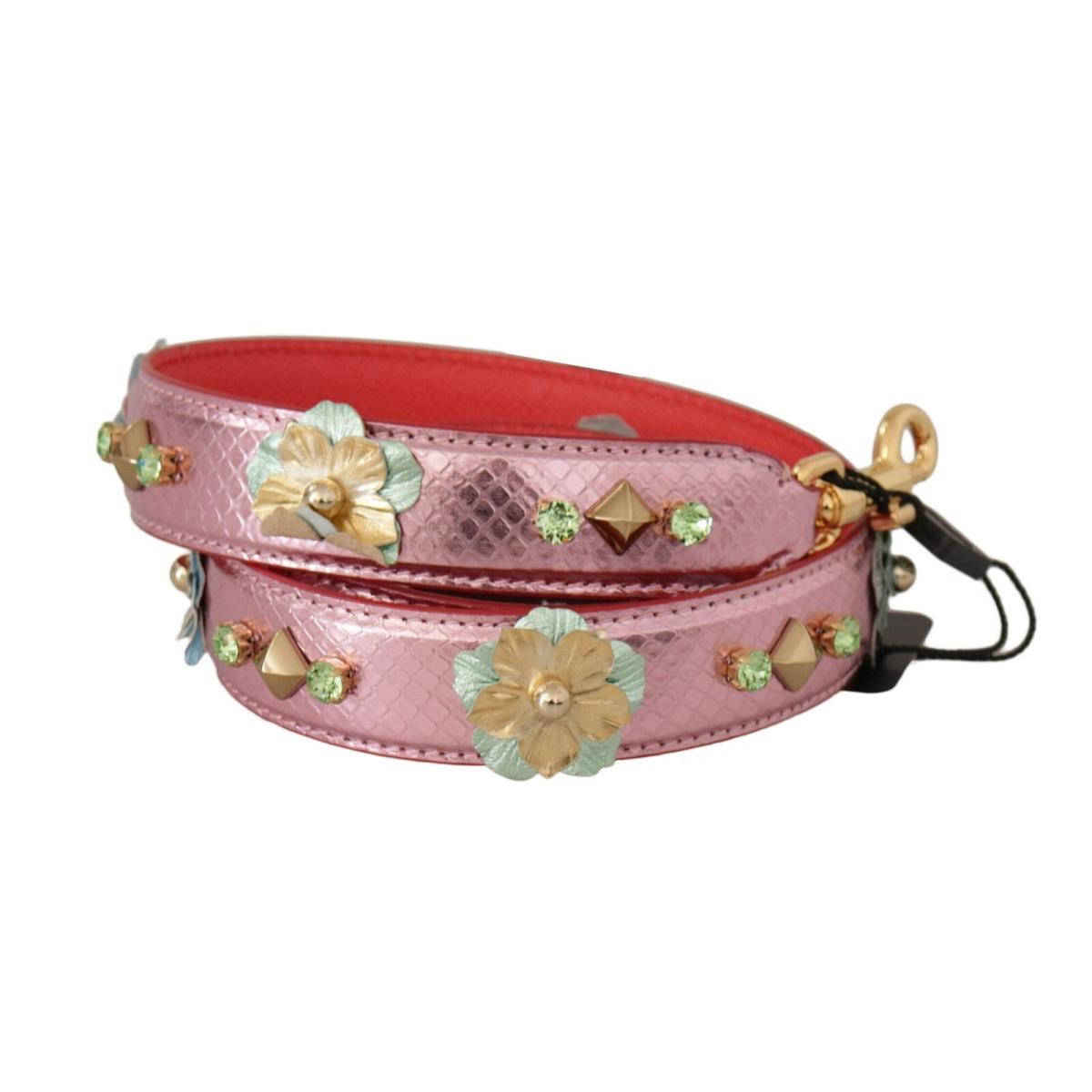 Dolce Gabbana Metallic Pink Leather Studded Shoulder Strap