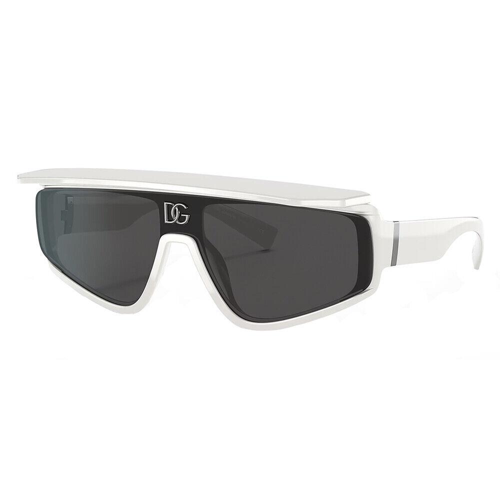 Dolce Gabbana DG 6177 331287 White Plastic Rectangle Sunglasses Grey Lens