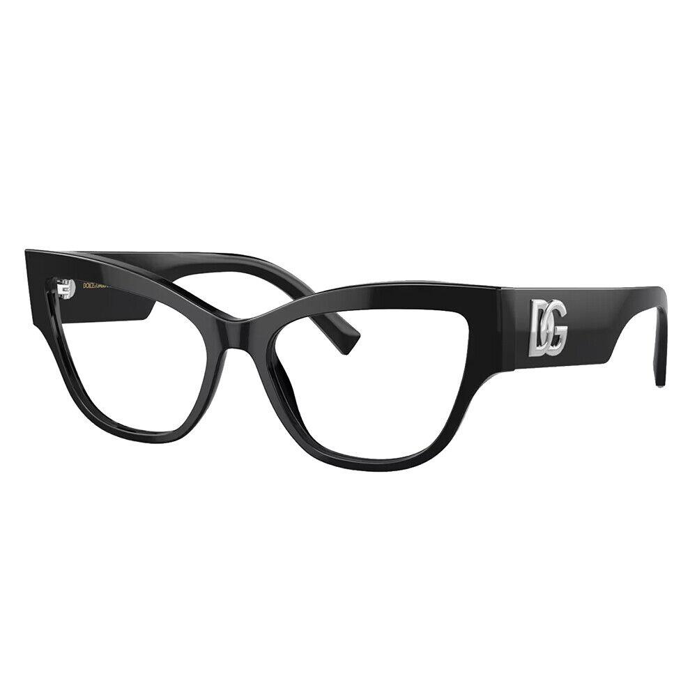 Dolce Gabbana DG 3378 501 Black Plastic Cat-eye Eyeglasses 53mm