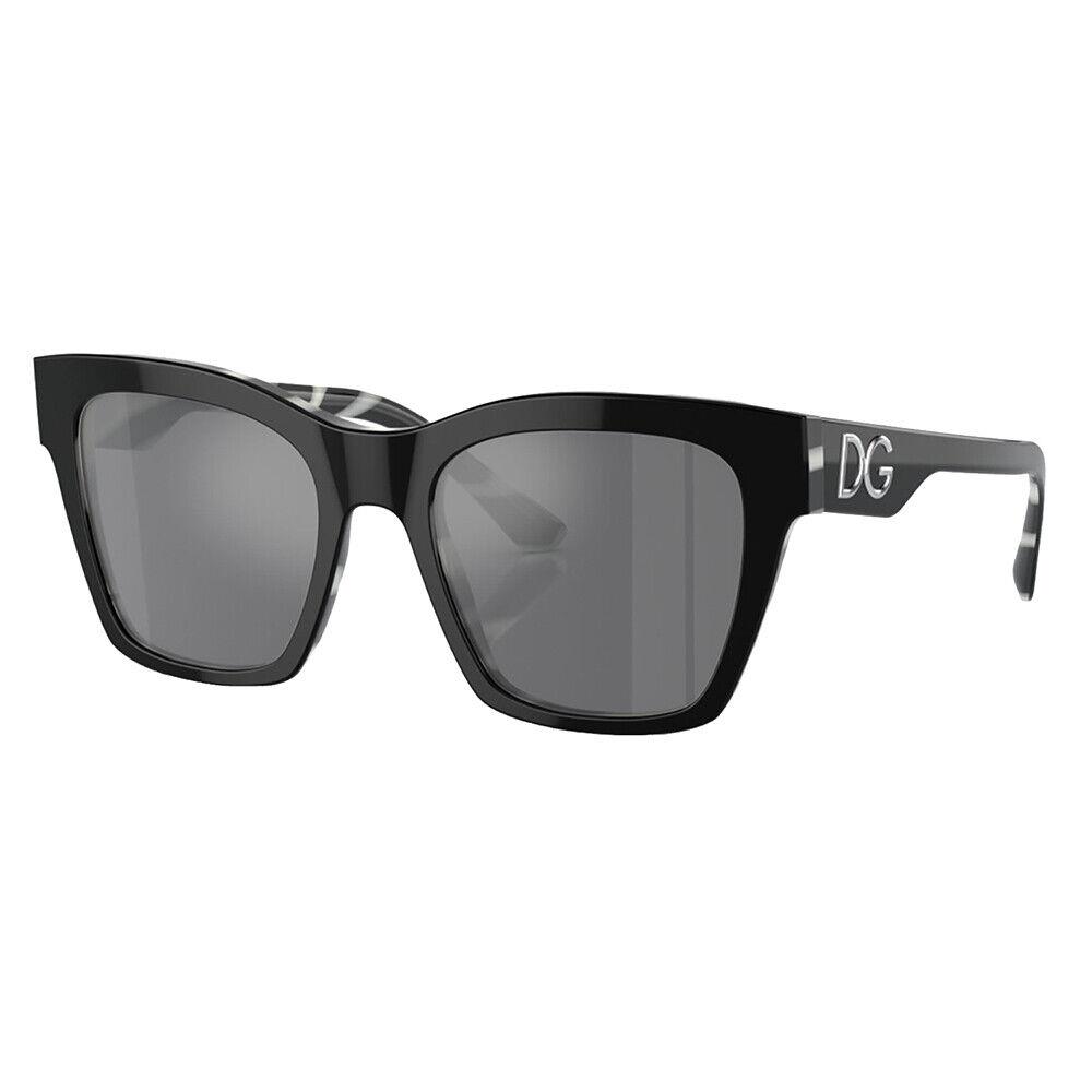 Dolce Gabbana DG 4384 33726G Black on Zebra Plastic Sunglasses Grey Mirror