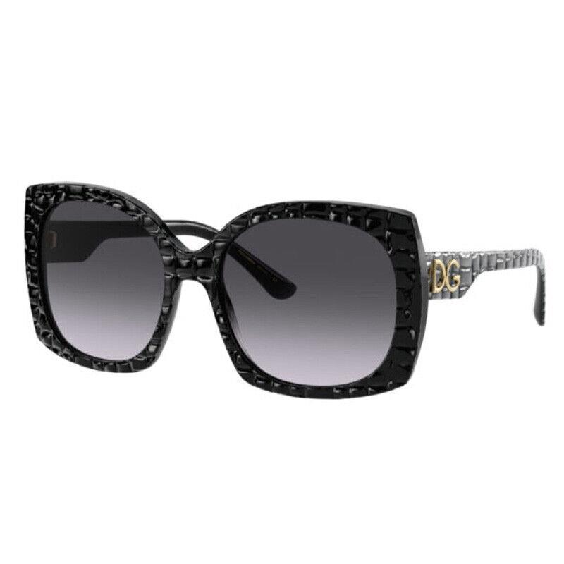 Dolce Gabbana DG4385 32888G Black Texture Crocco/gray Gradient 58-18-145