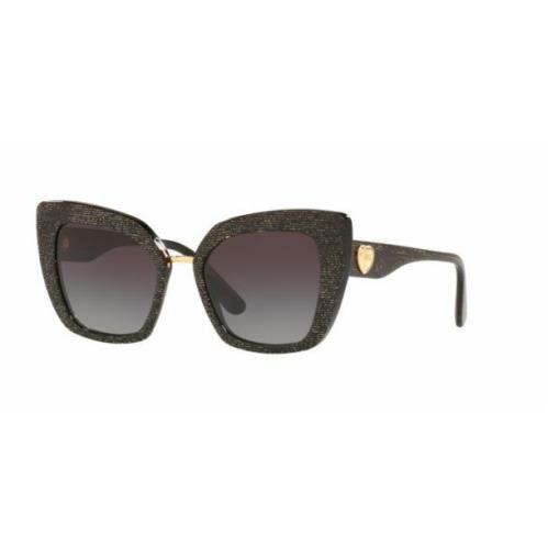 Dolce Gabbana DG4359 3218/8G Black Gold W/grey Gradient Lens Sunglasses 52-20