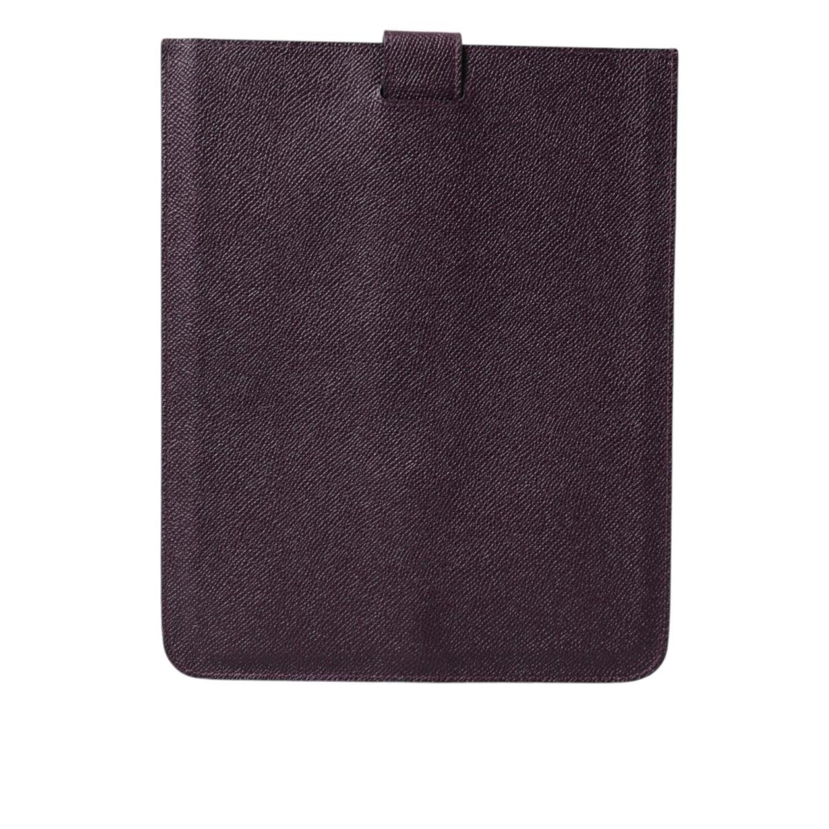 Dolce Gabbana Dark Brown Leather Logo Plaque Cover Sleeve Tablet Case